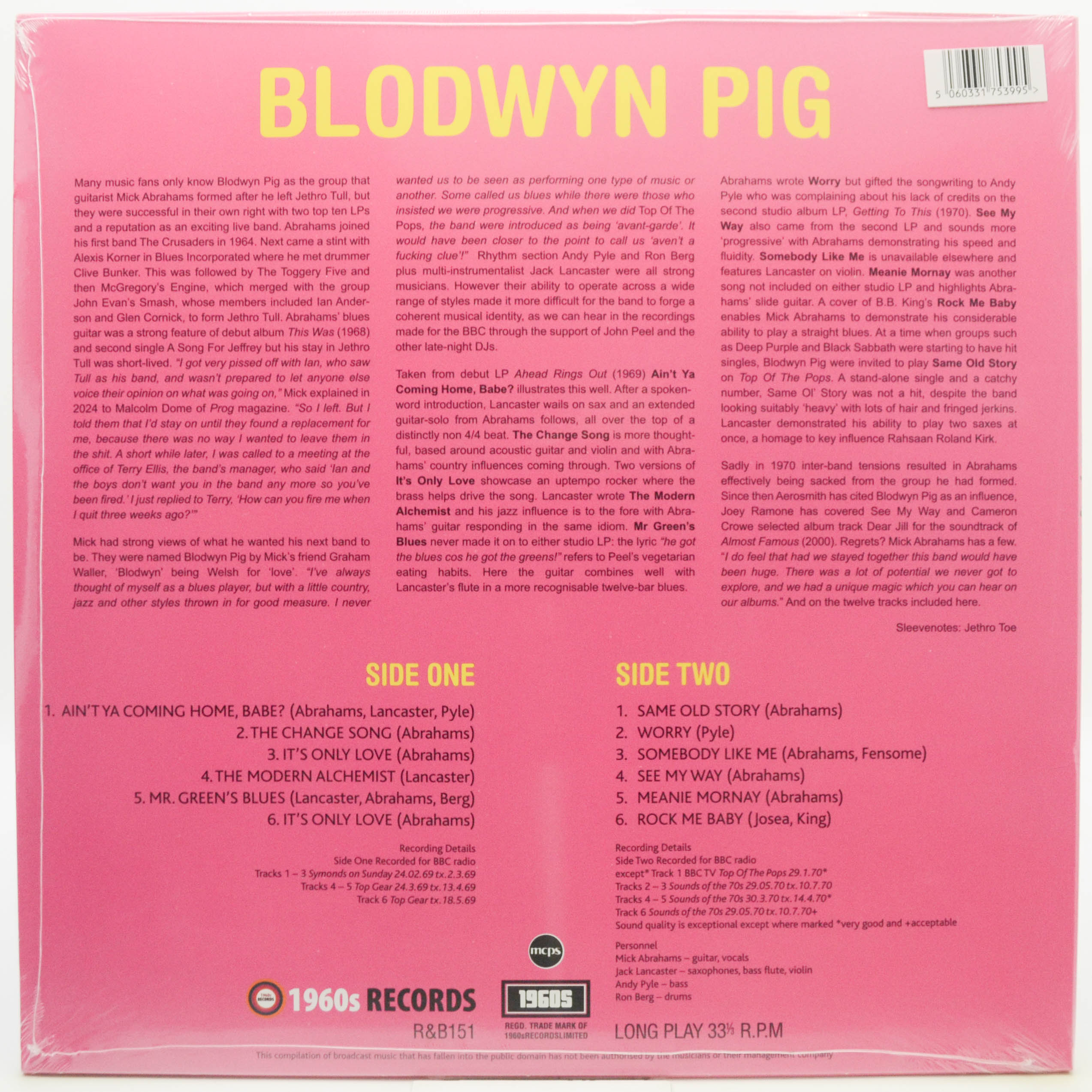 Виниловая пластинка Blodwyn Pig — Blodwyn Pig At The BBC 1969-70 LP (UK), 2024