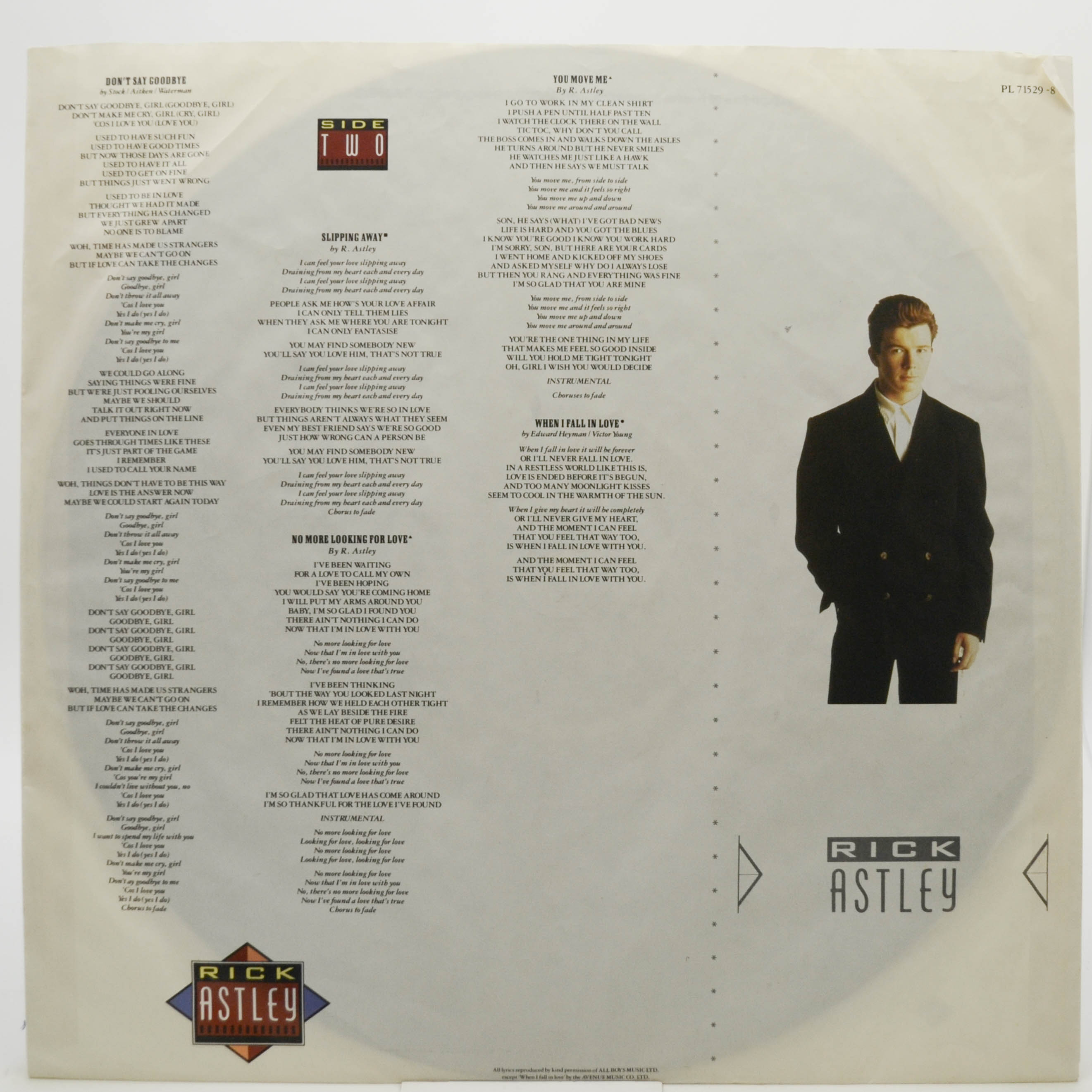 Rick Astley — Whenever You Need Somebody, 1987