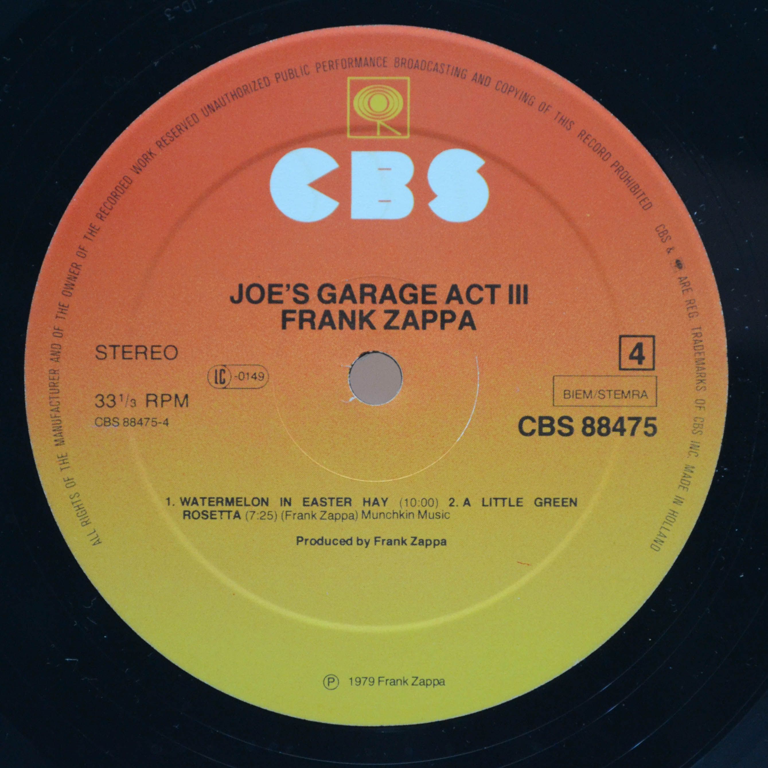 Frank Zappa — Joe's Garage Acts II & III (2LP), 1979