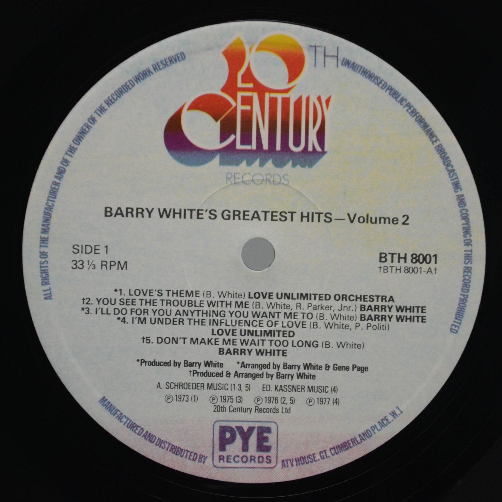 Barry White — Greatest Hits Volume Two (UK), 1977