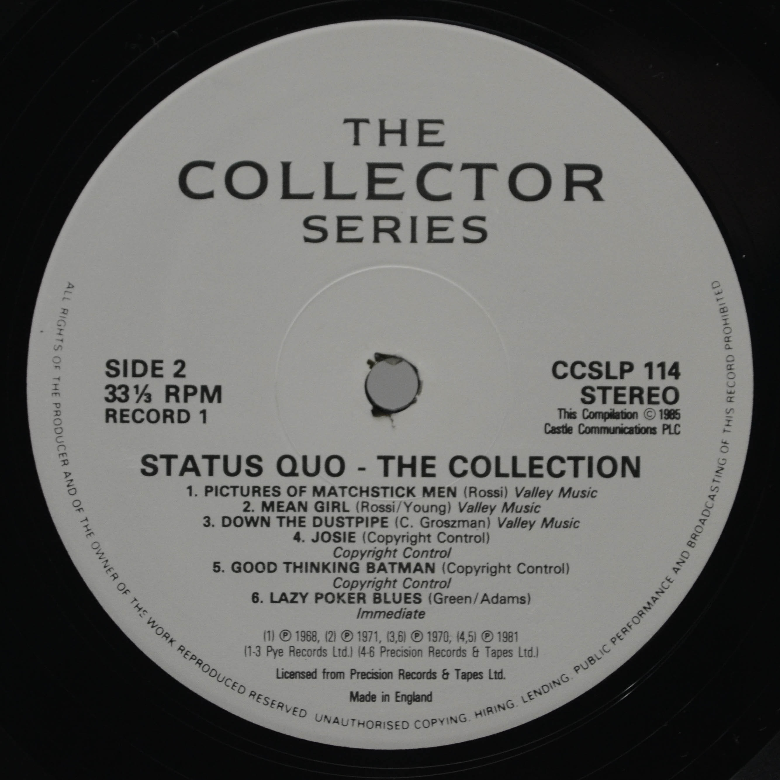 Status Quo — The Collection (2LP, UK), 1987
