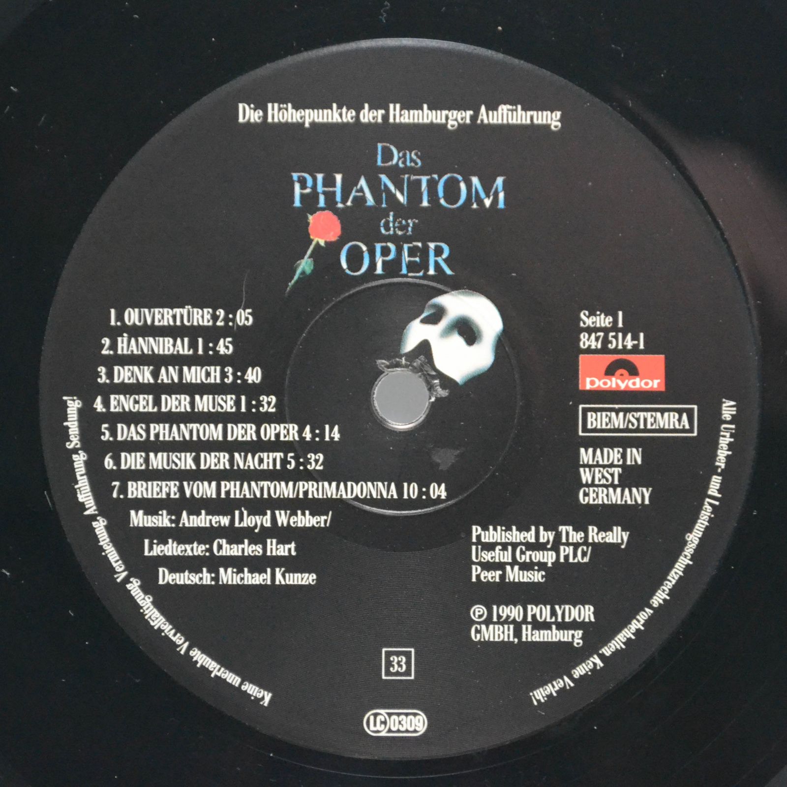 Various — Das Phantom Der Oper (Die Höhepunkte Der Hamburger Aufführung), 1990