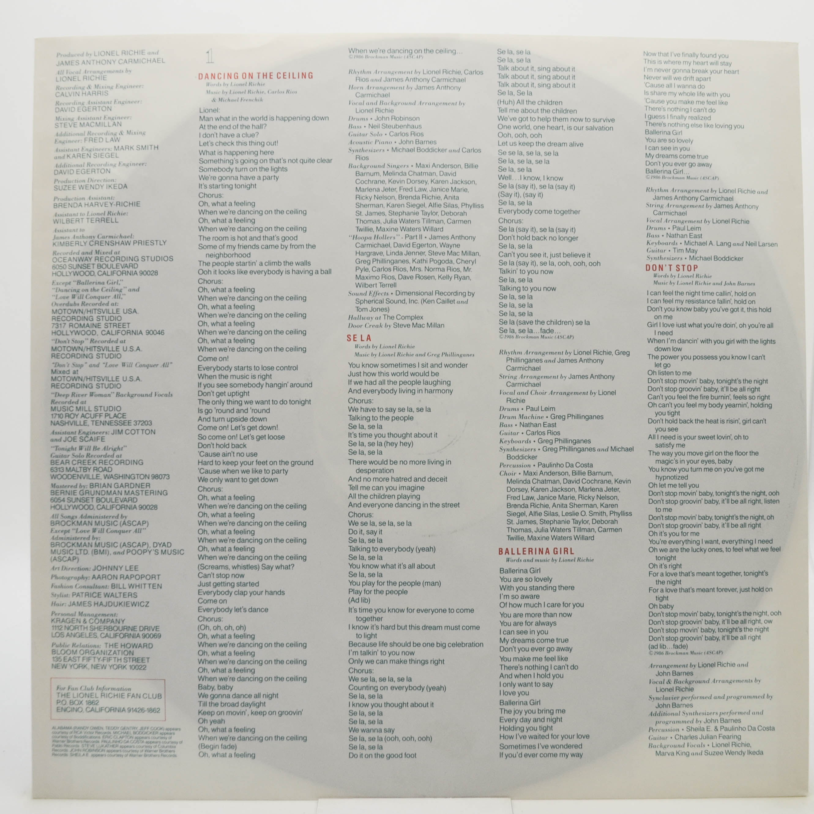 Lionel Richie — Dancing On The Ceiling, 1986