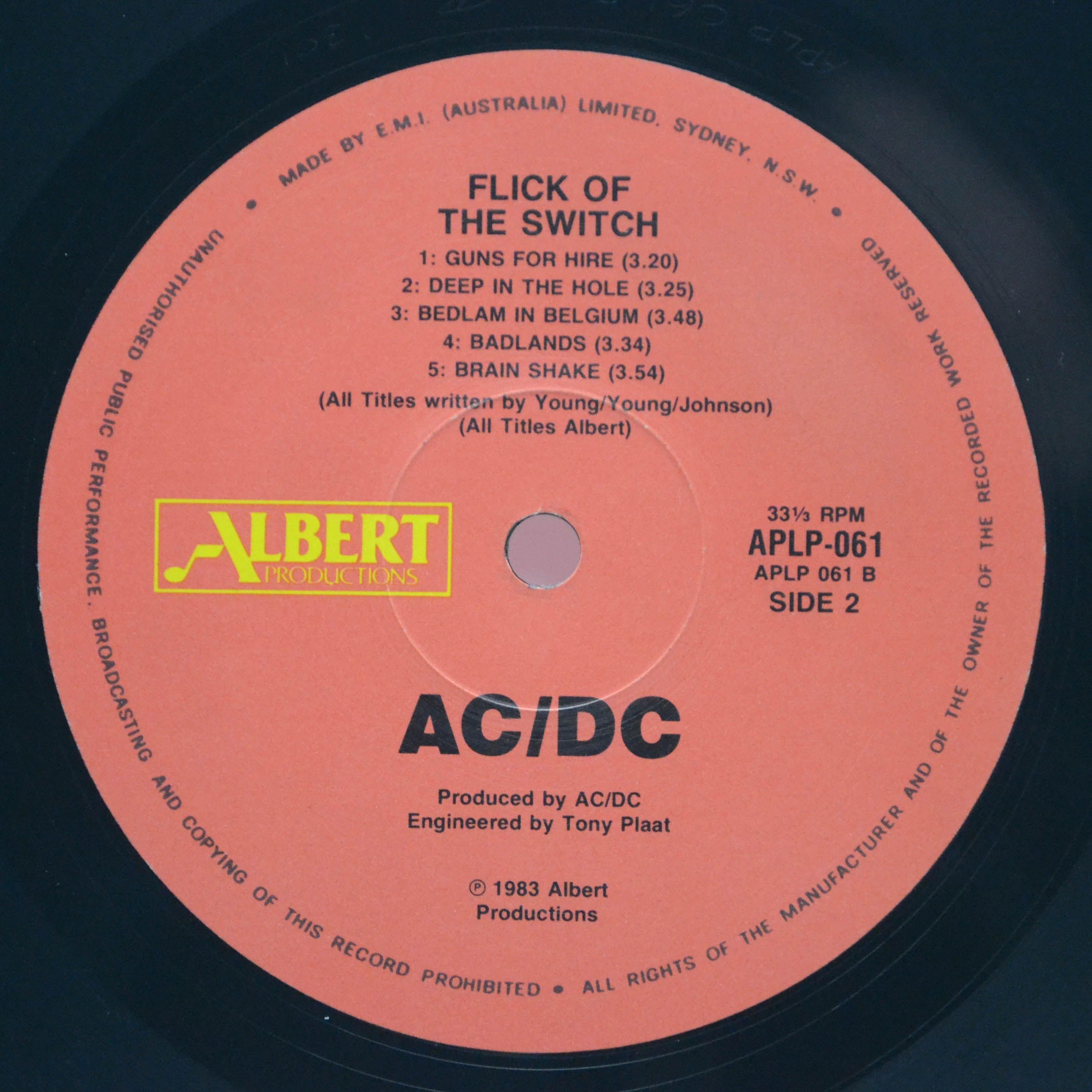 AC/DC — Flick Of The Switch (1-st, Australia), 1983