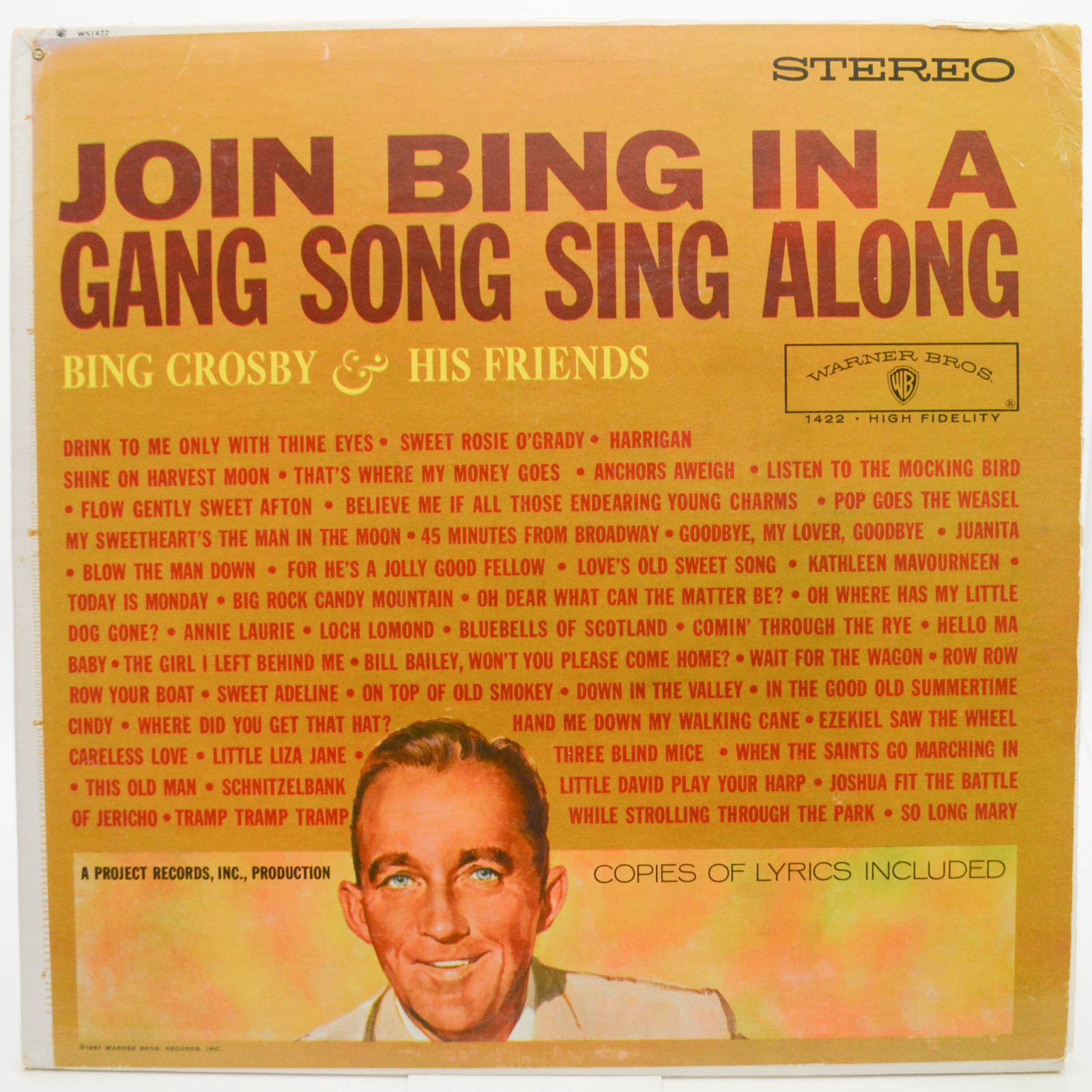 Виниловая пластинка Bing Crosby And His Friends — Join Bing In A Gang Sing Along (1-st, USA), 1961
