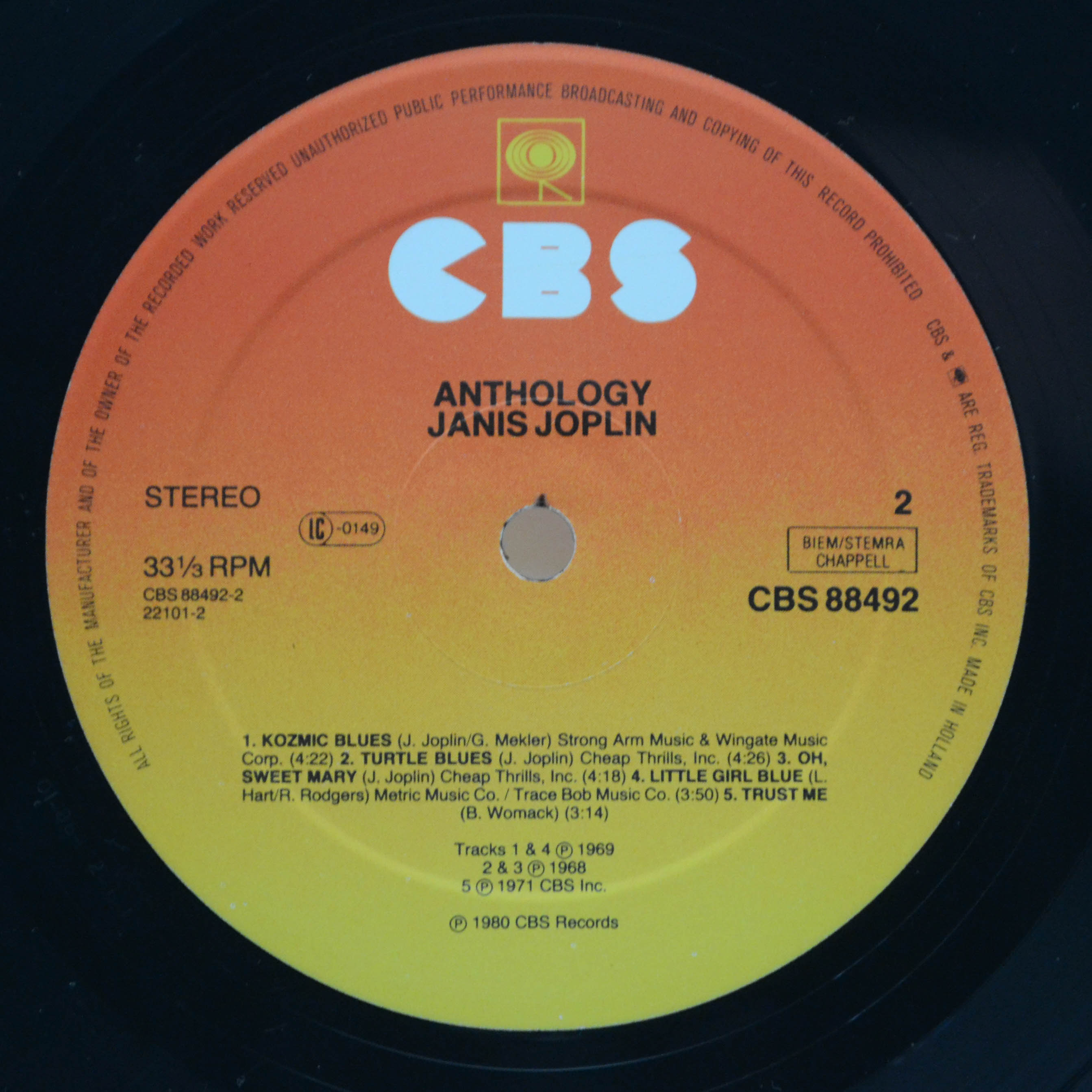 Janis Joplin — Anthology (2LP), 1980