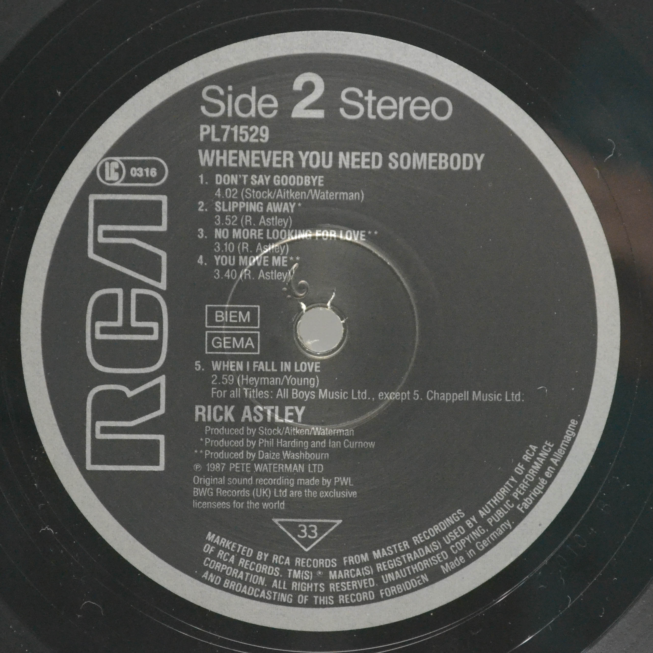 Rick Astley — Whenever You Need Somebody, 1987