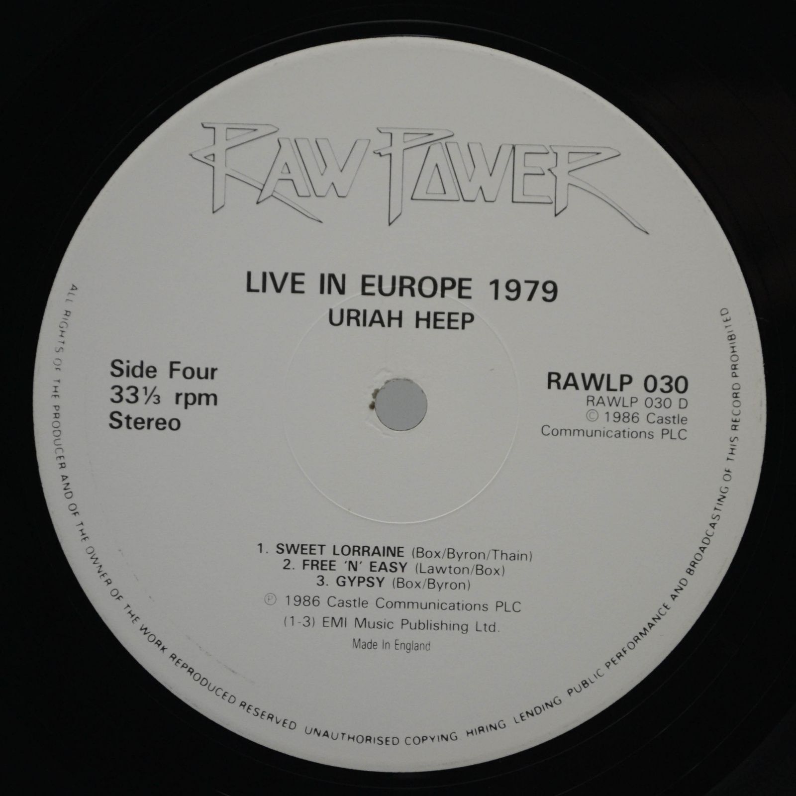 Uriah Heep — Live In Europe 1979 (2LP, UK), 1986