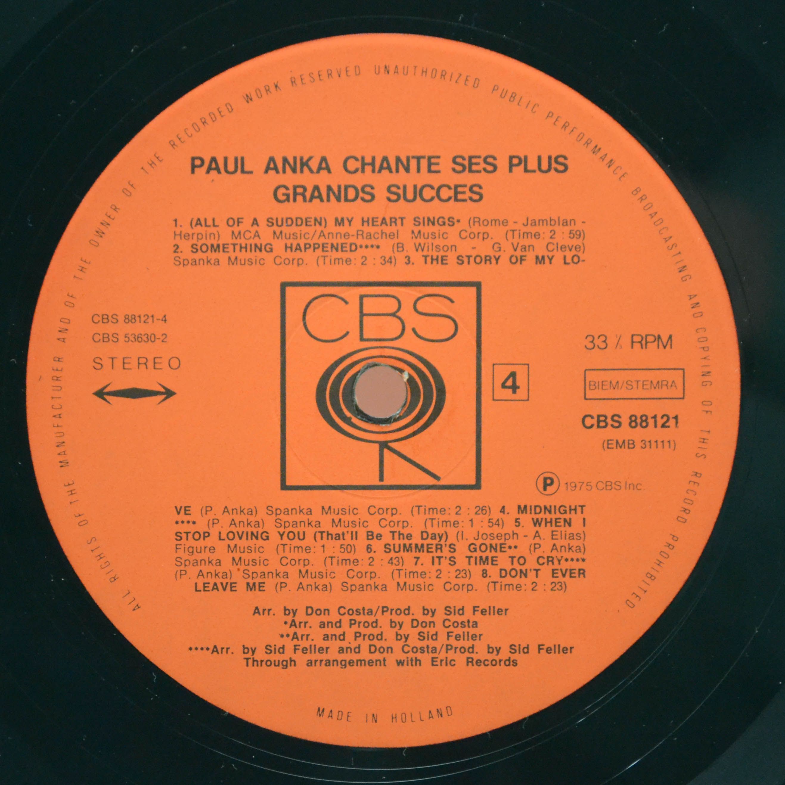 Paul Anka — Chante Ses Plus Grands Succès (2LP), 1975