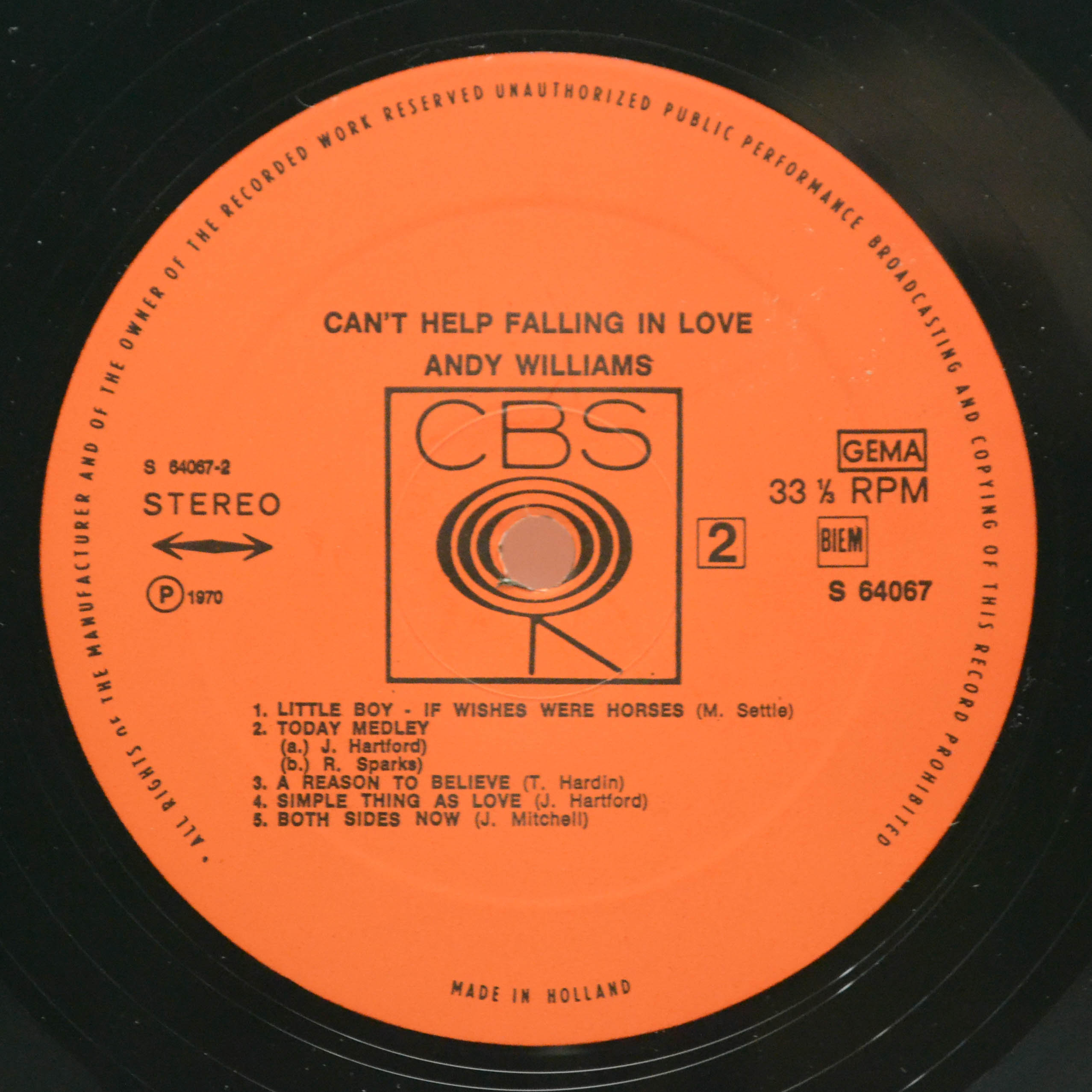 Andy Williams — Can't Help Falling In Love, 1970