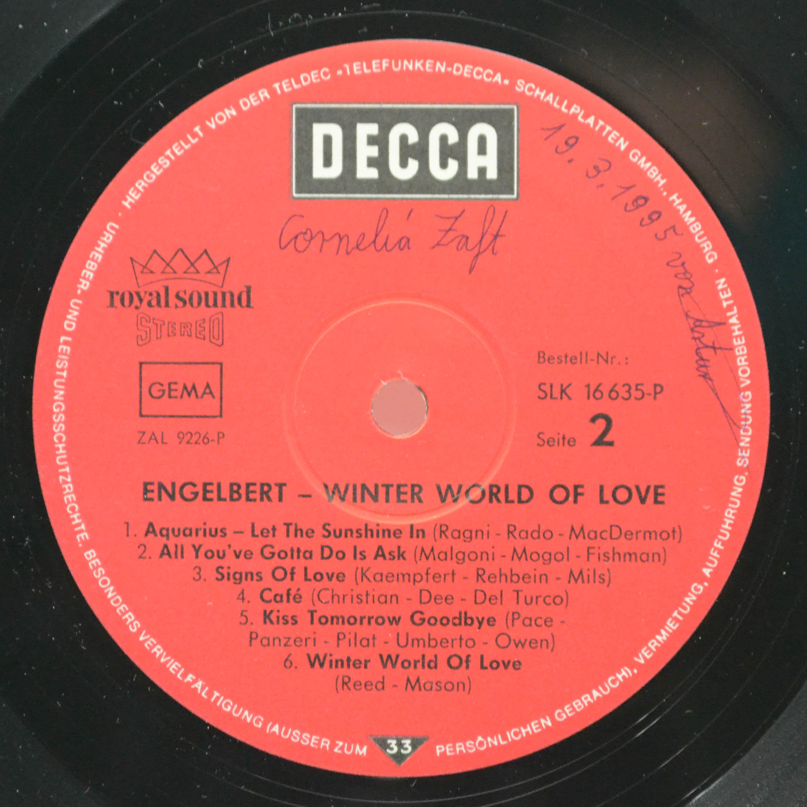 Engelbert — Winter World Of Love, 1969