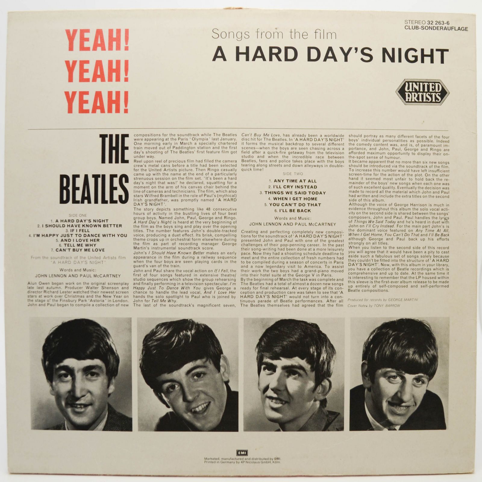 Beatles — Yeah! Yeah! Yeah! - A Hard Day's Night - Originals From The United Artists' Picture, 1964