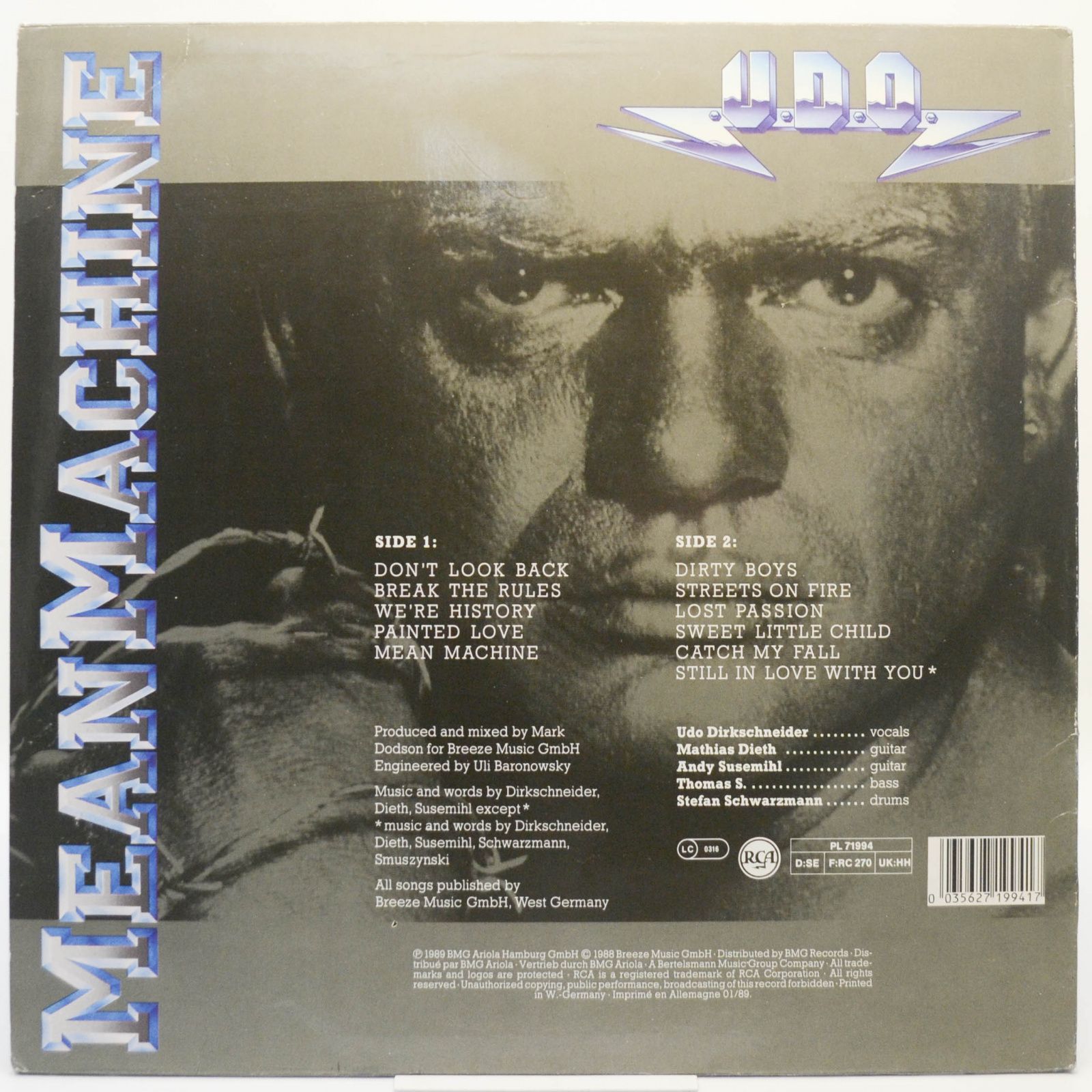 U.D.O. — Mean Machine, 1989