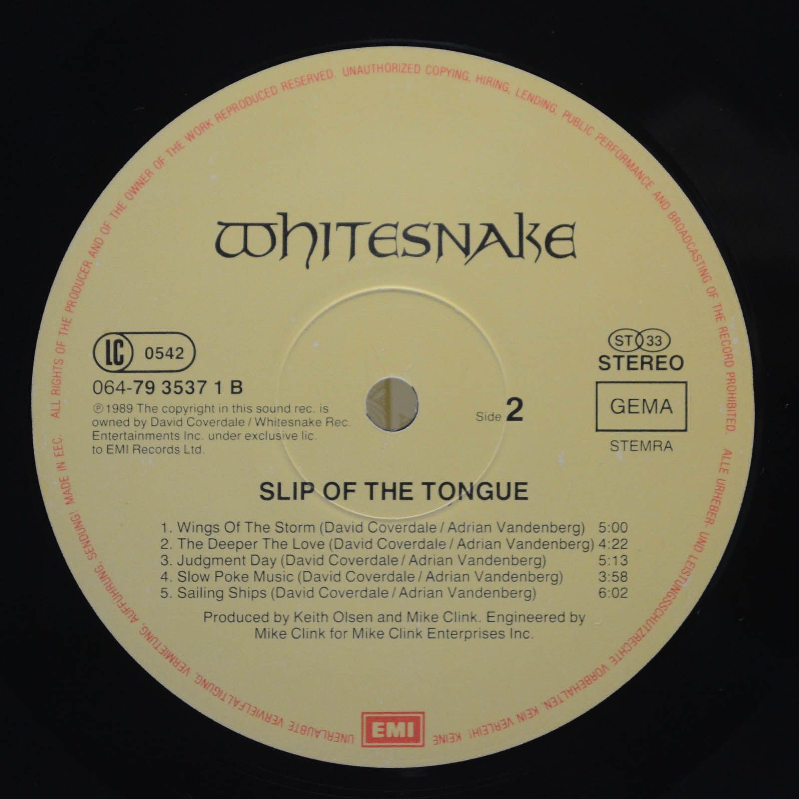 Whitesnake — Slip Of The Tongue, 1989