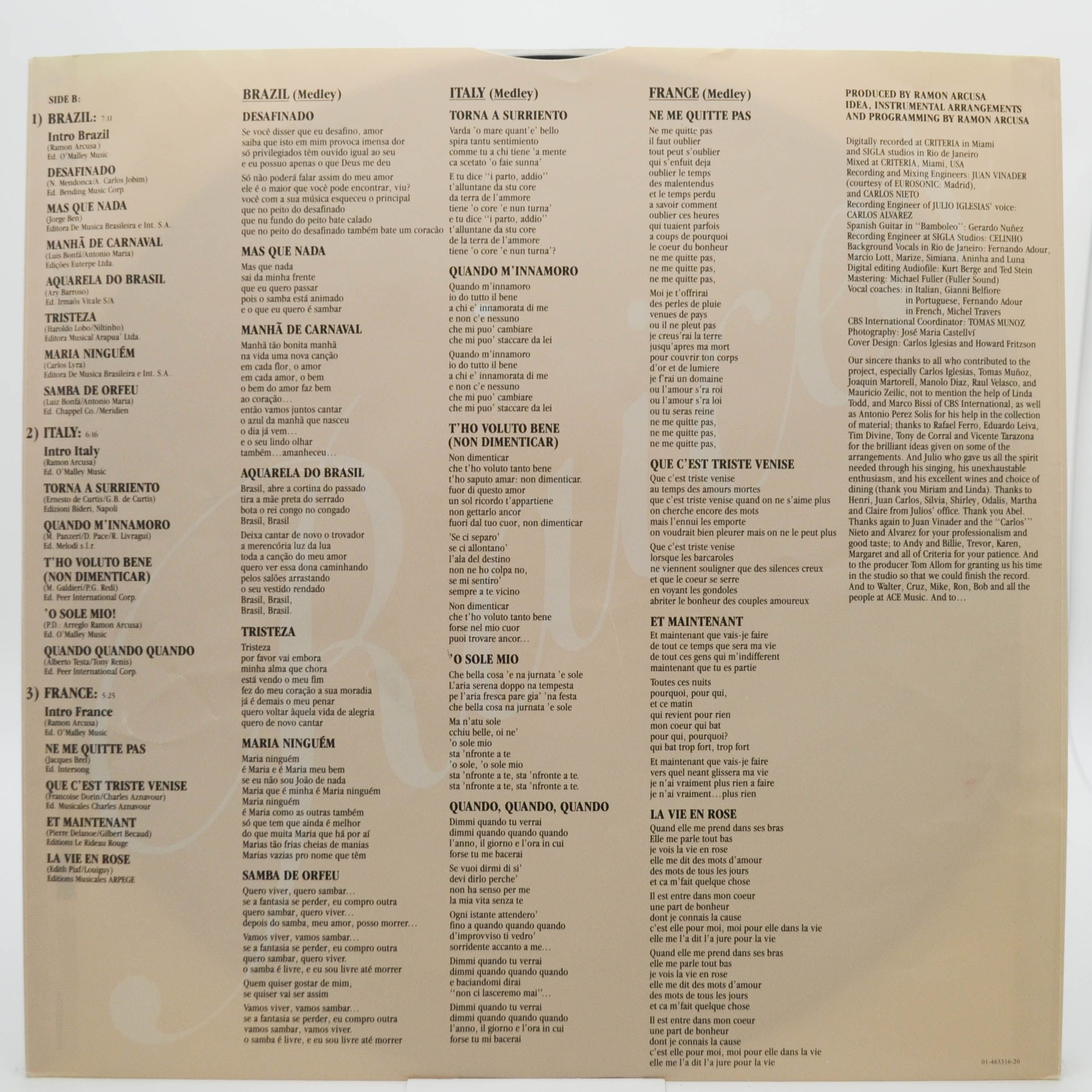 Julio Iglesias — Raices, 1989