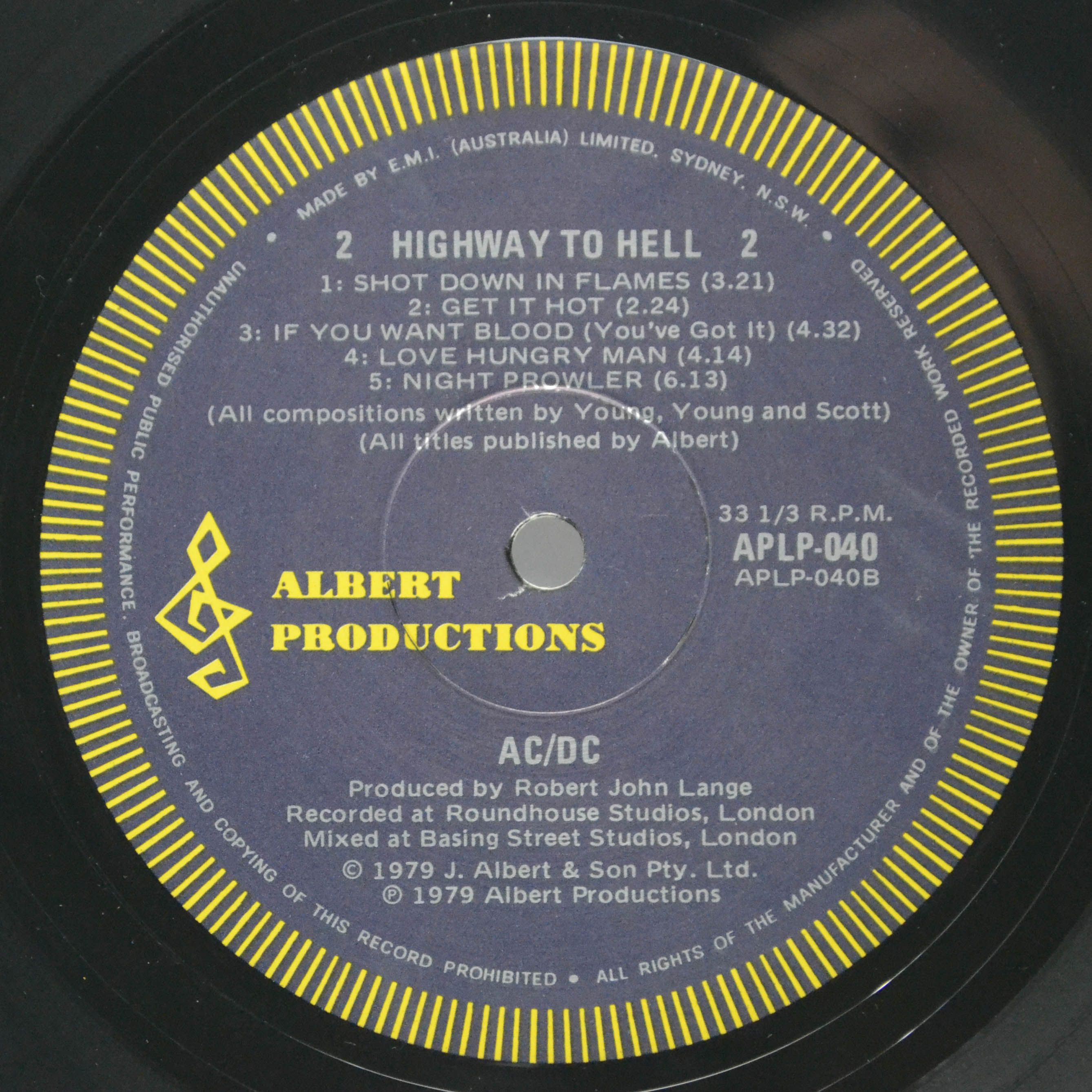 AC/DC — Highway To Hell (1-st, Australia), 1979