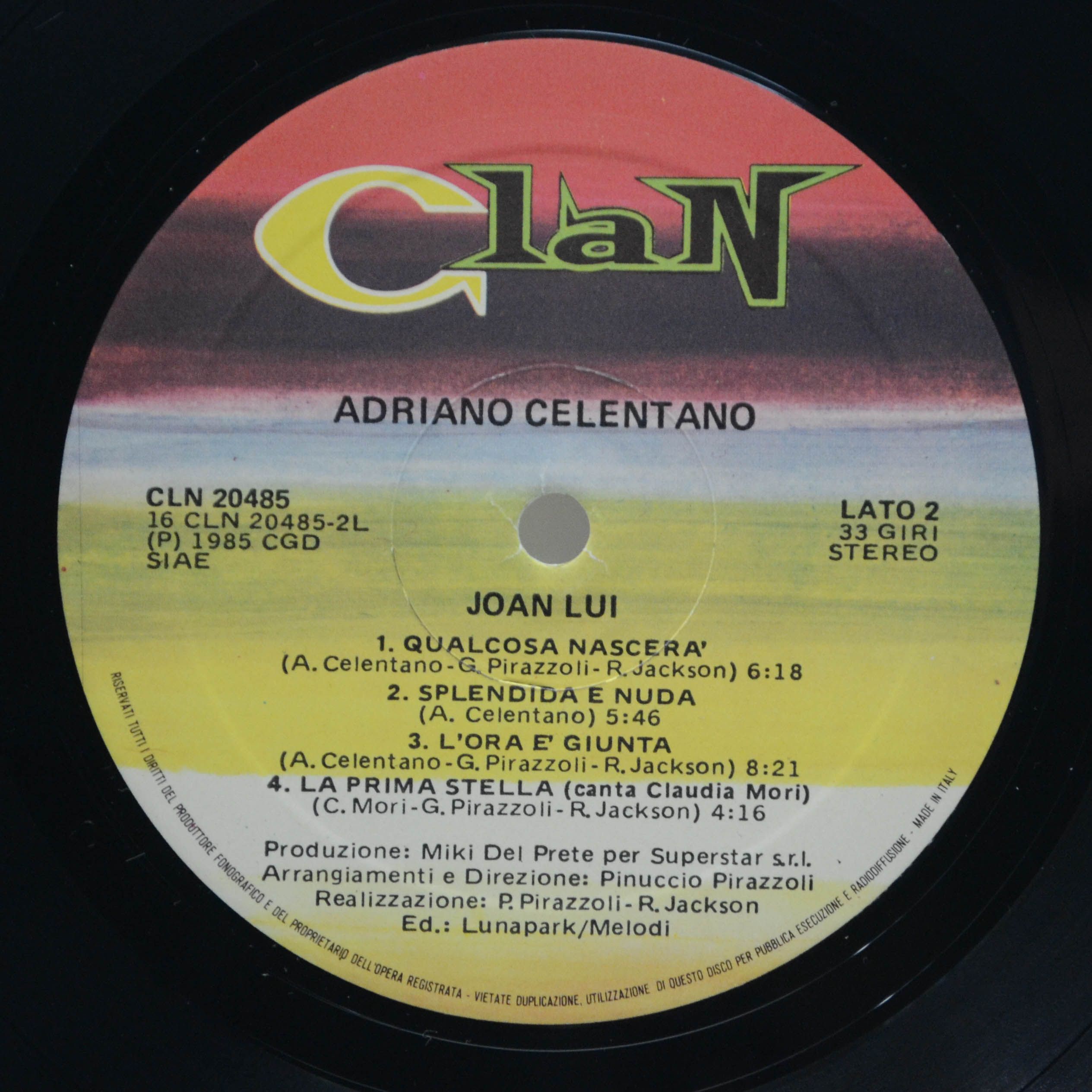 Adriano Celentano — Joan Lui (1-st, Italy, Clan, poster), 1985