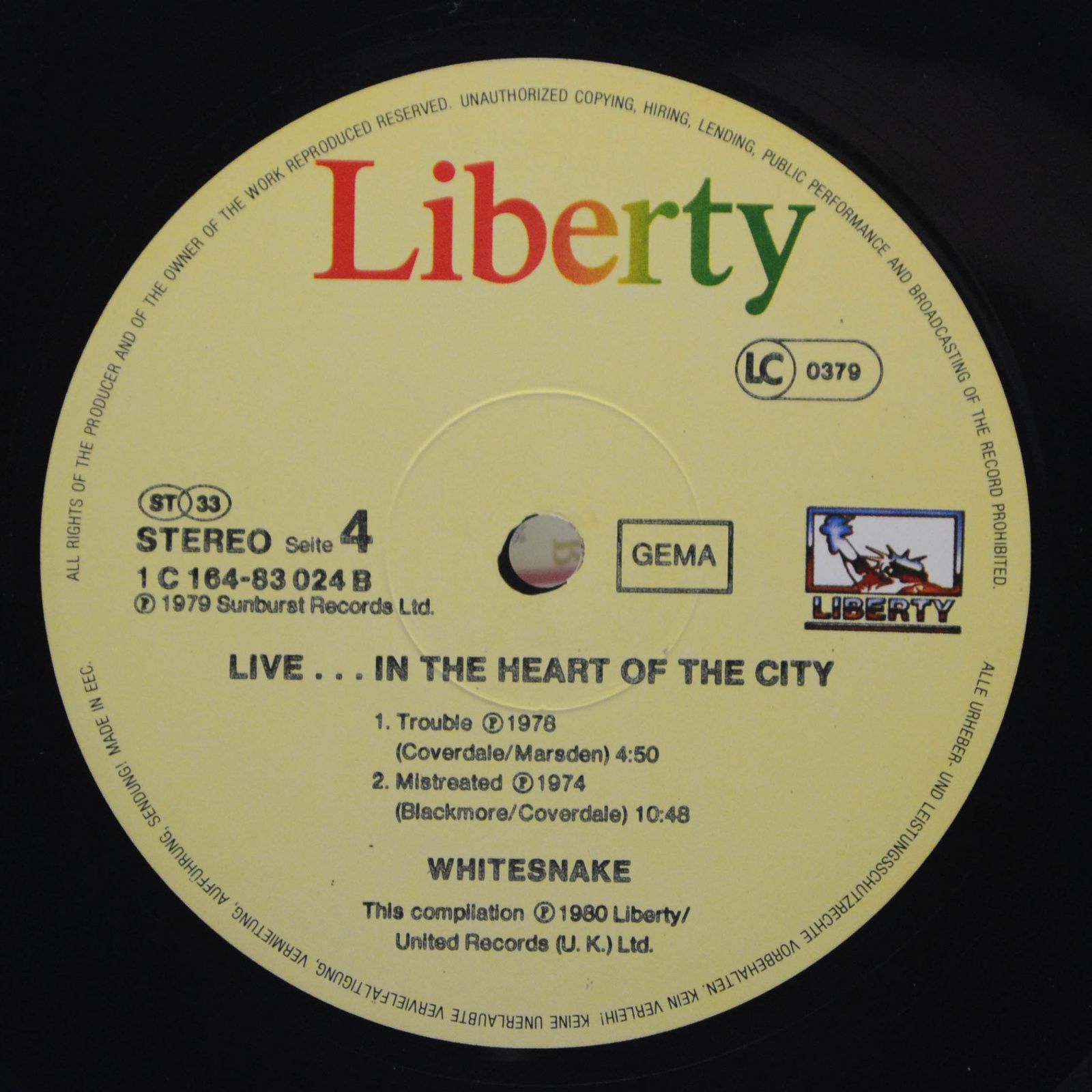 Whitesnake — Live... In The Heart Of The City (2LP), 1980