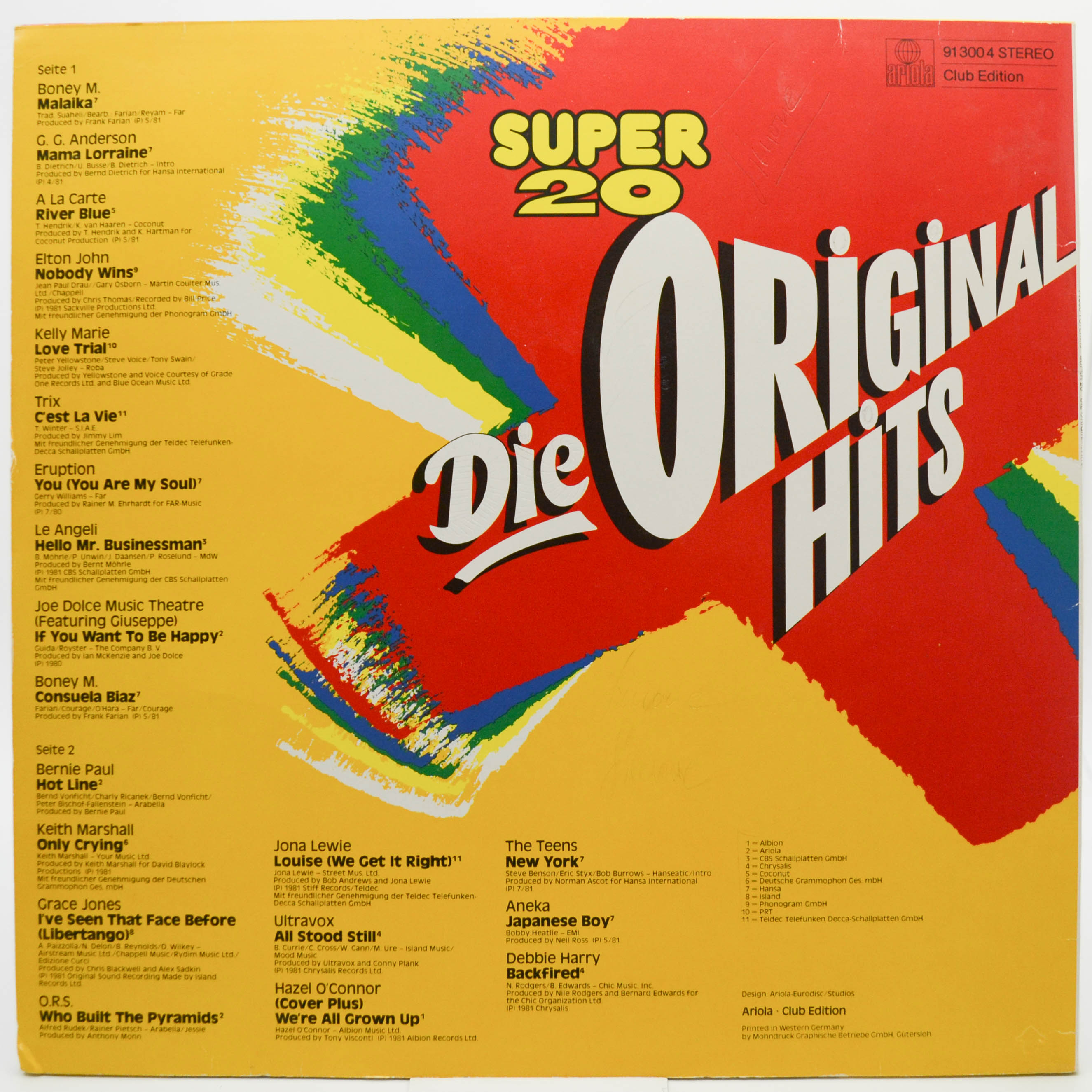 Various — Super 20 Die Original Hits, 1981