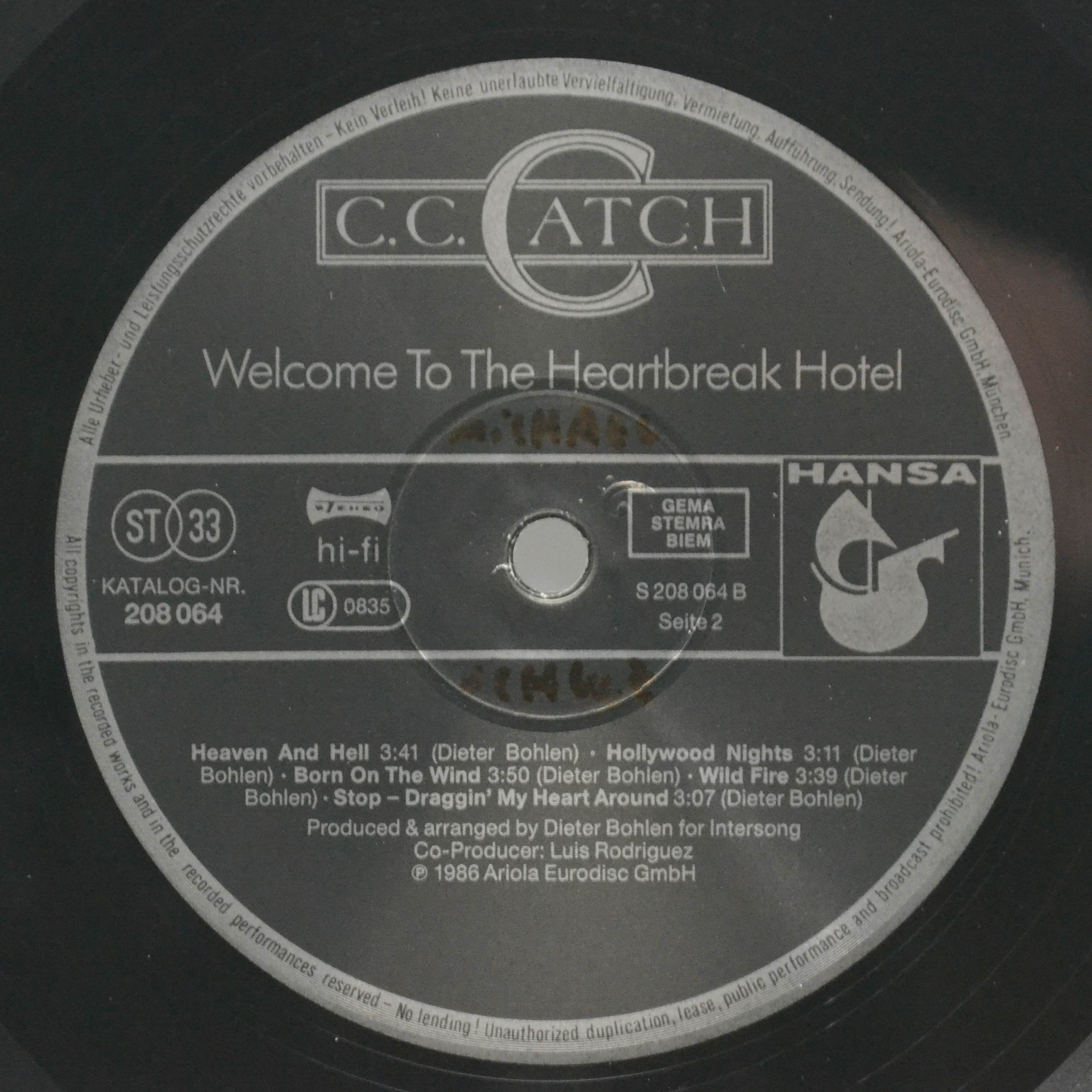 C.C. Catch — Welcome To The Heartbreak Hotel, 1986
