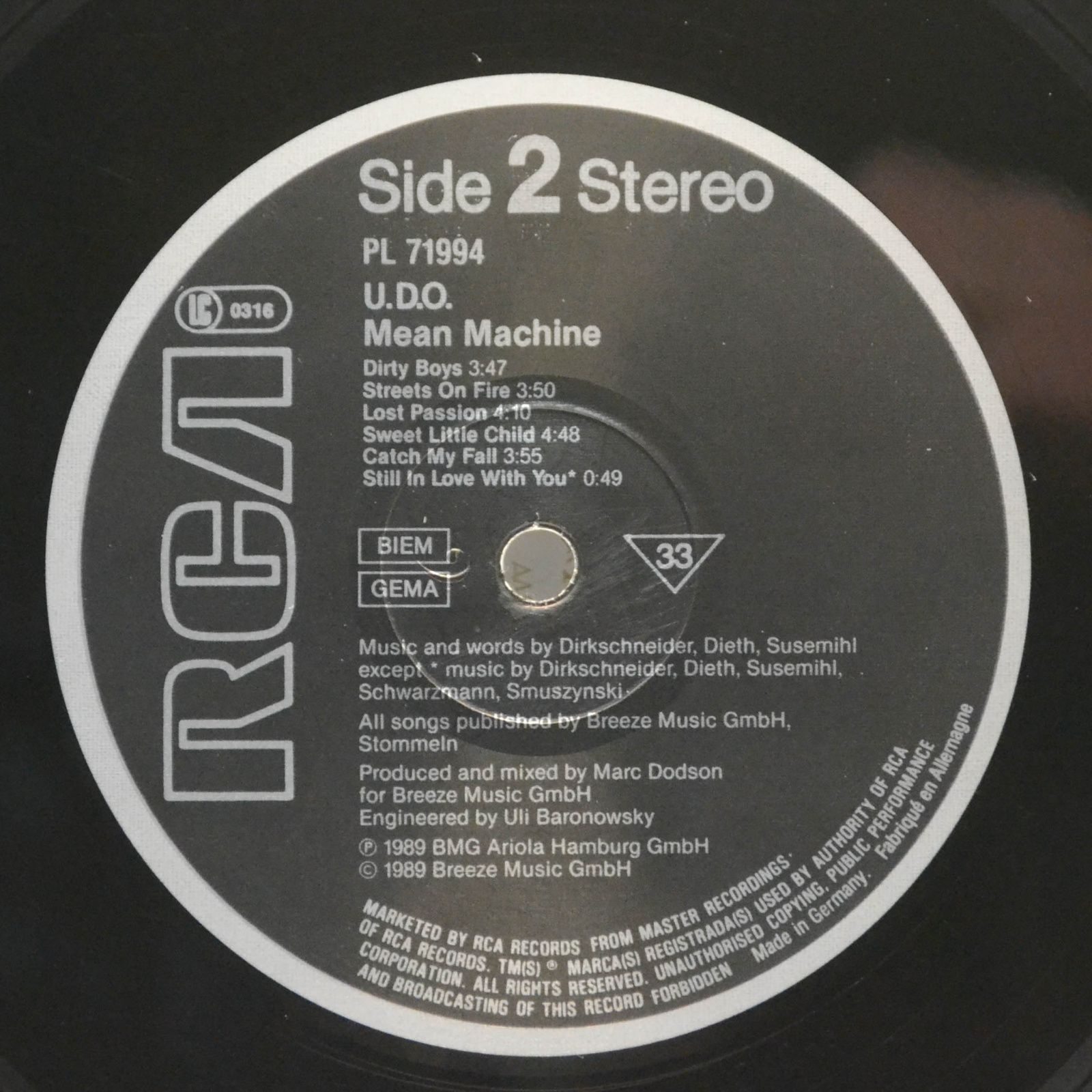 U.D.O. — Mean Machine, 1989