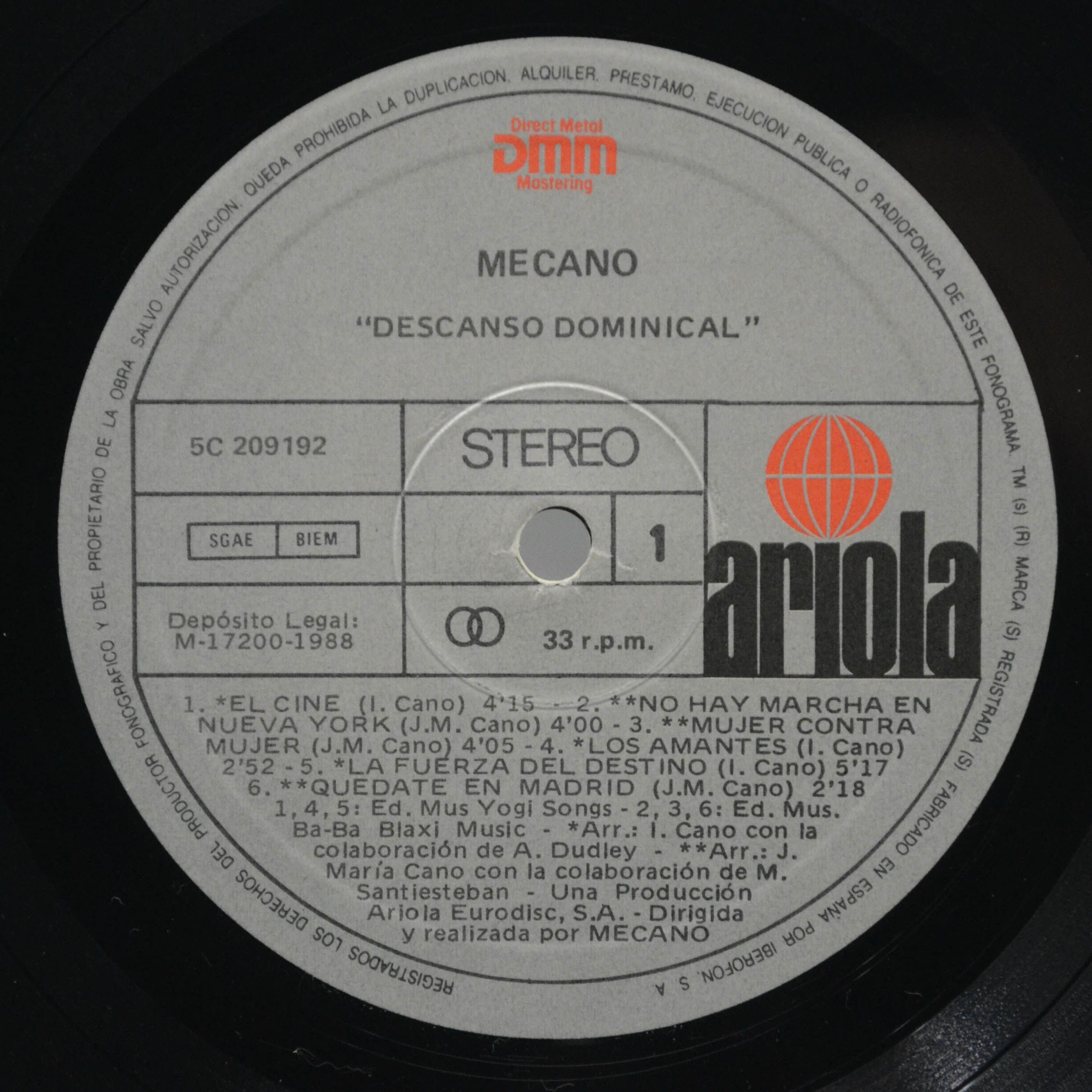 Mecano — Descanso Dominical, 1988