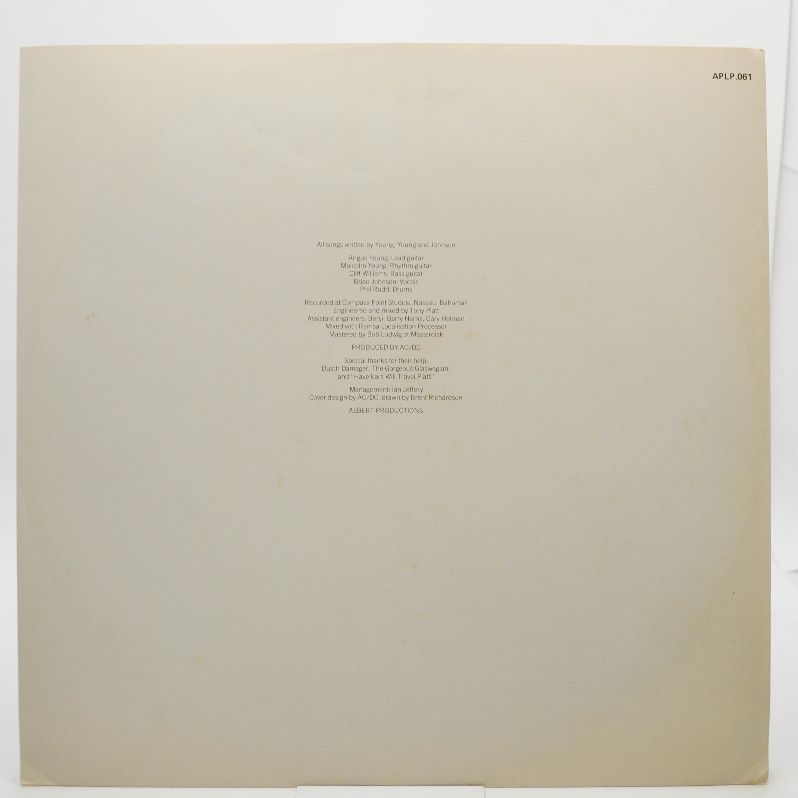 AC/DC — Flick Of The Switch (1-st, Australia), 1983