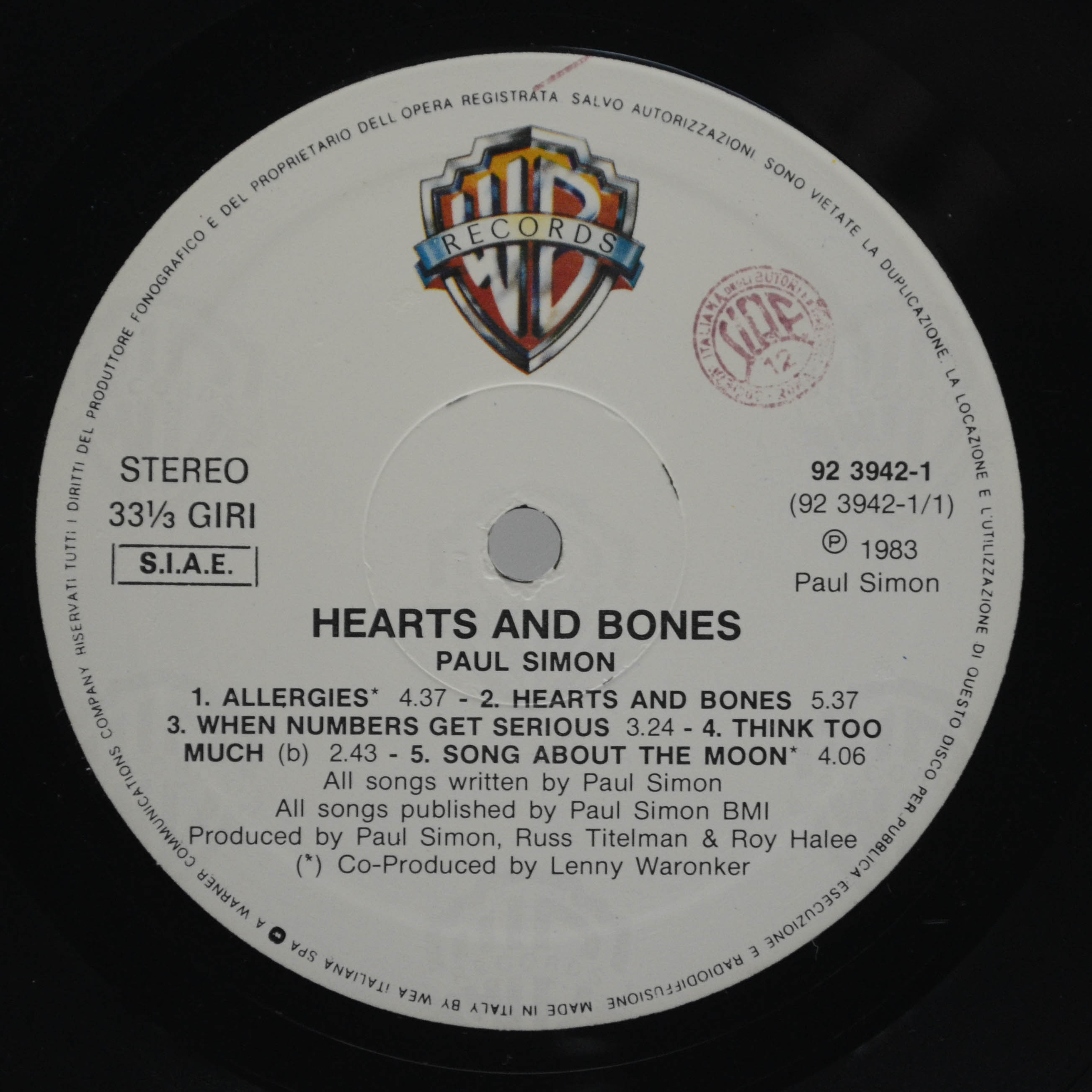 Paul Simon — Hearts And Bones, 1983