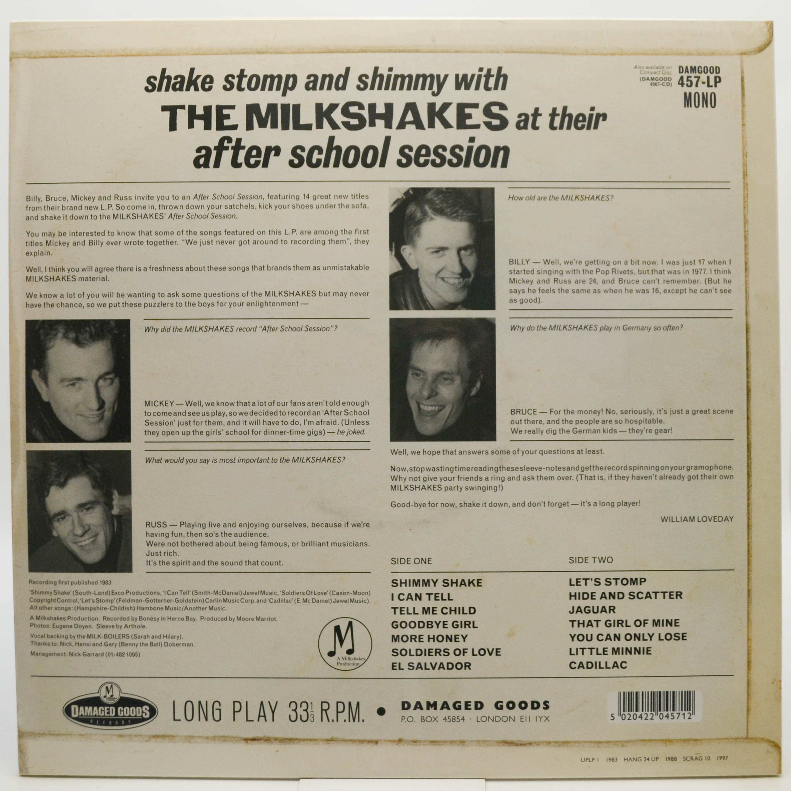 Виниловая пластинка Milkshakes — After School Session (UK), 1983