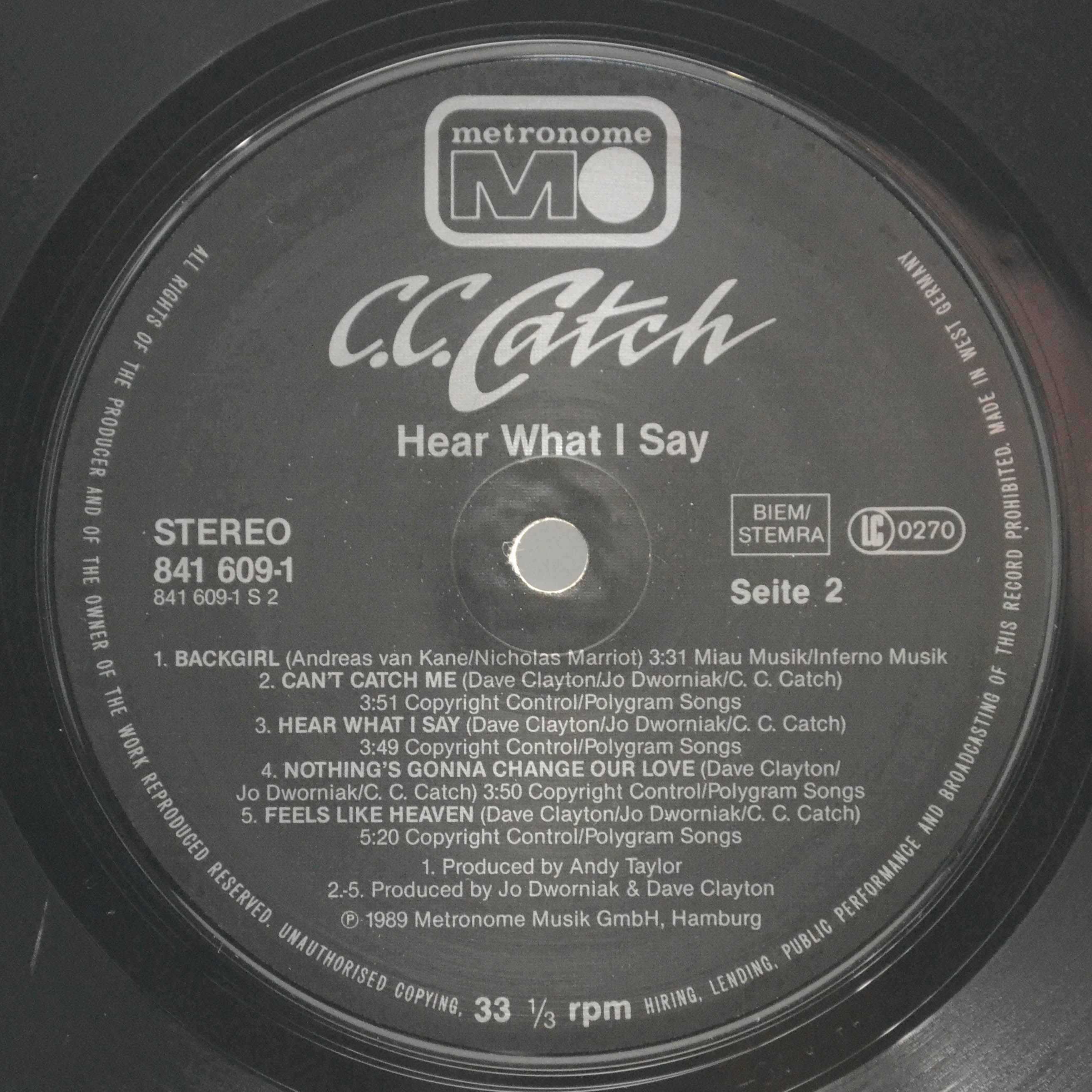 C.C. Catch — Hear What I Say, 1989