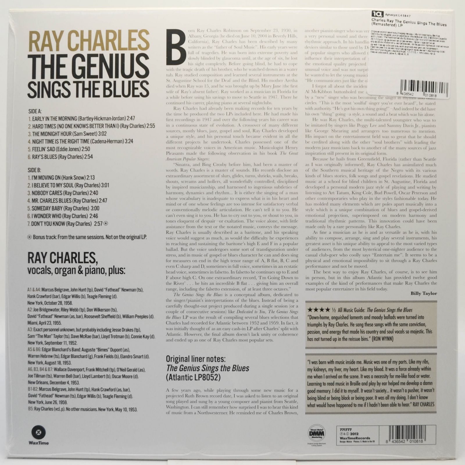 Ray Charles — The Genius Sings The Blues, 1961