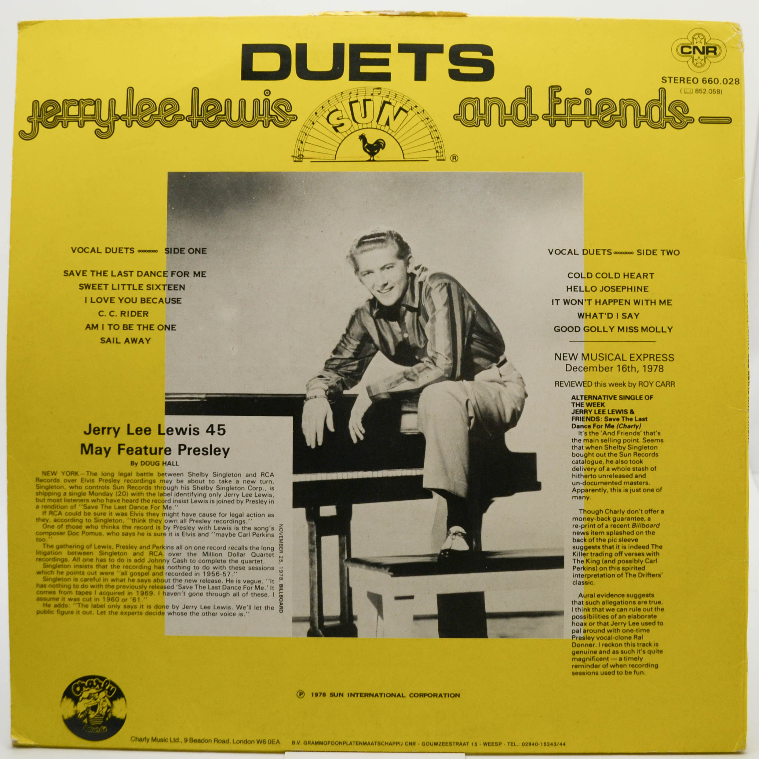 Виниловая пластинка Jerry Lee Lewis And Friends — Duets, 1978