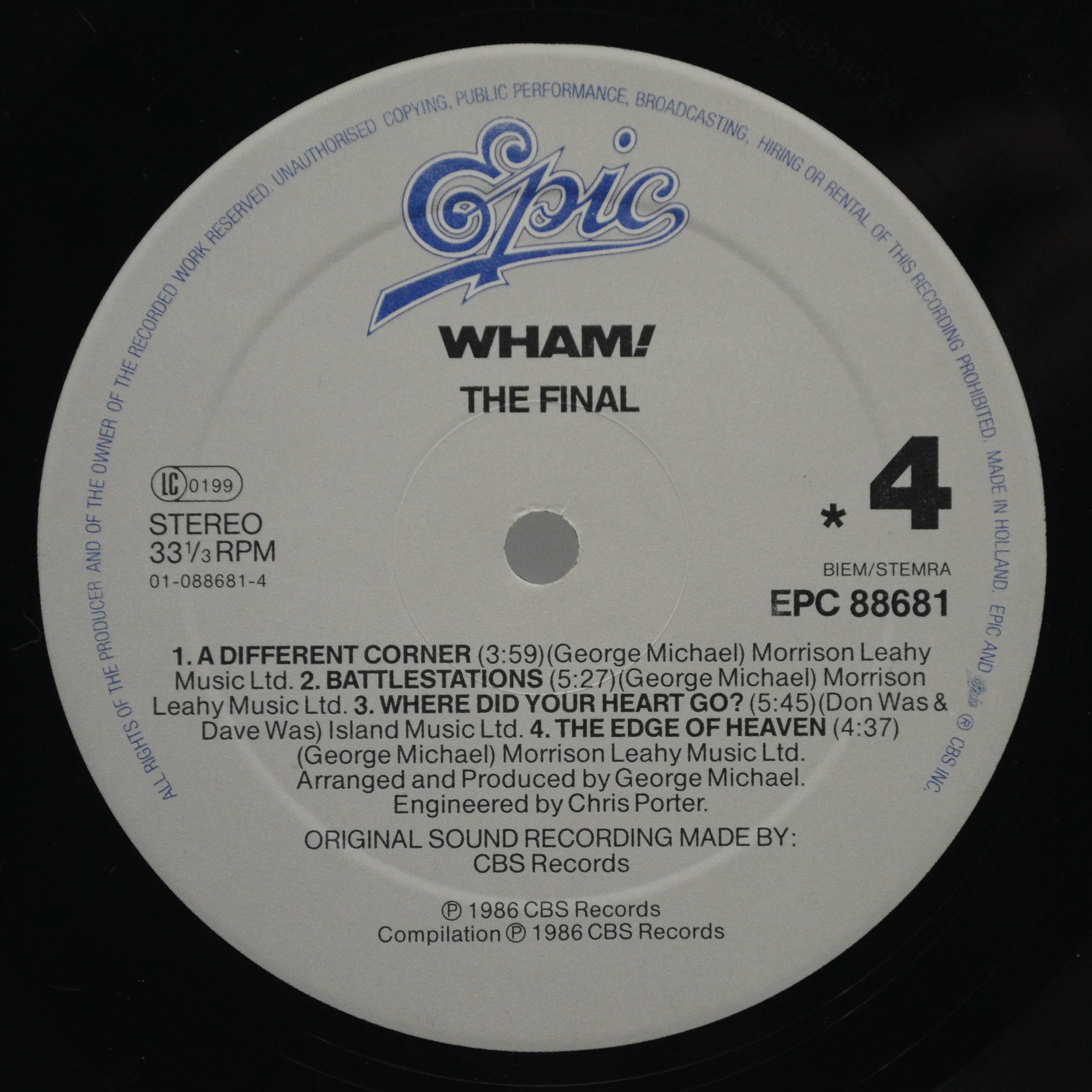 Wham! — The Final (2LP), 1986
