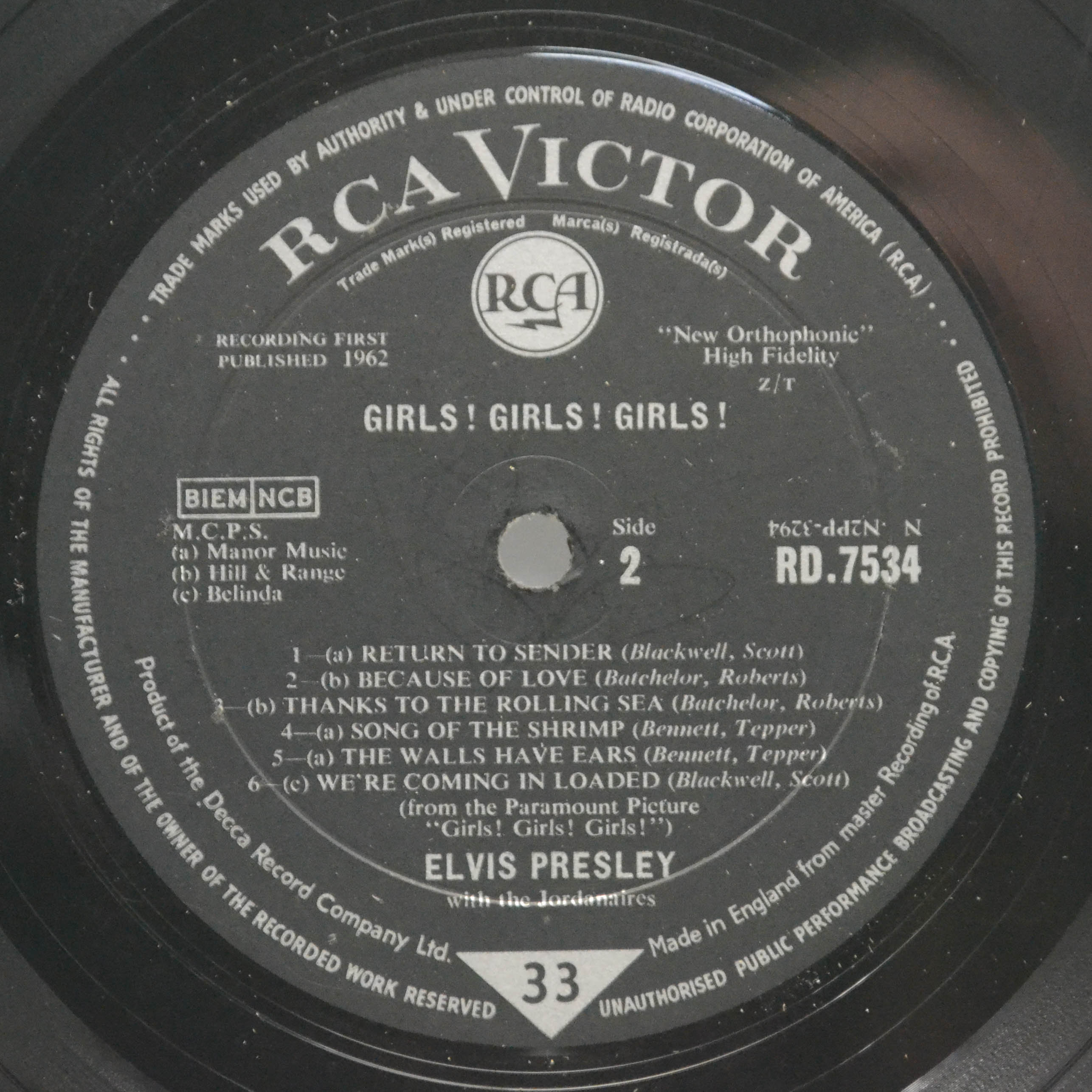 Elvis Presley — Girls! Girls! Girls! (UK), 1962