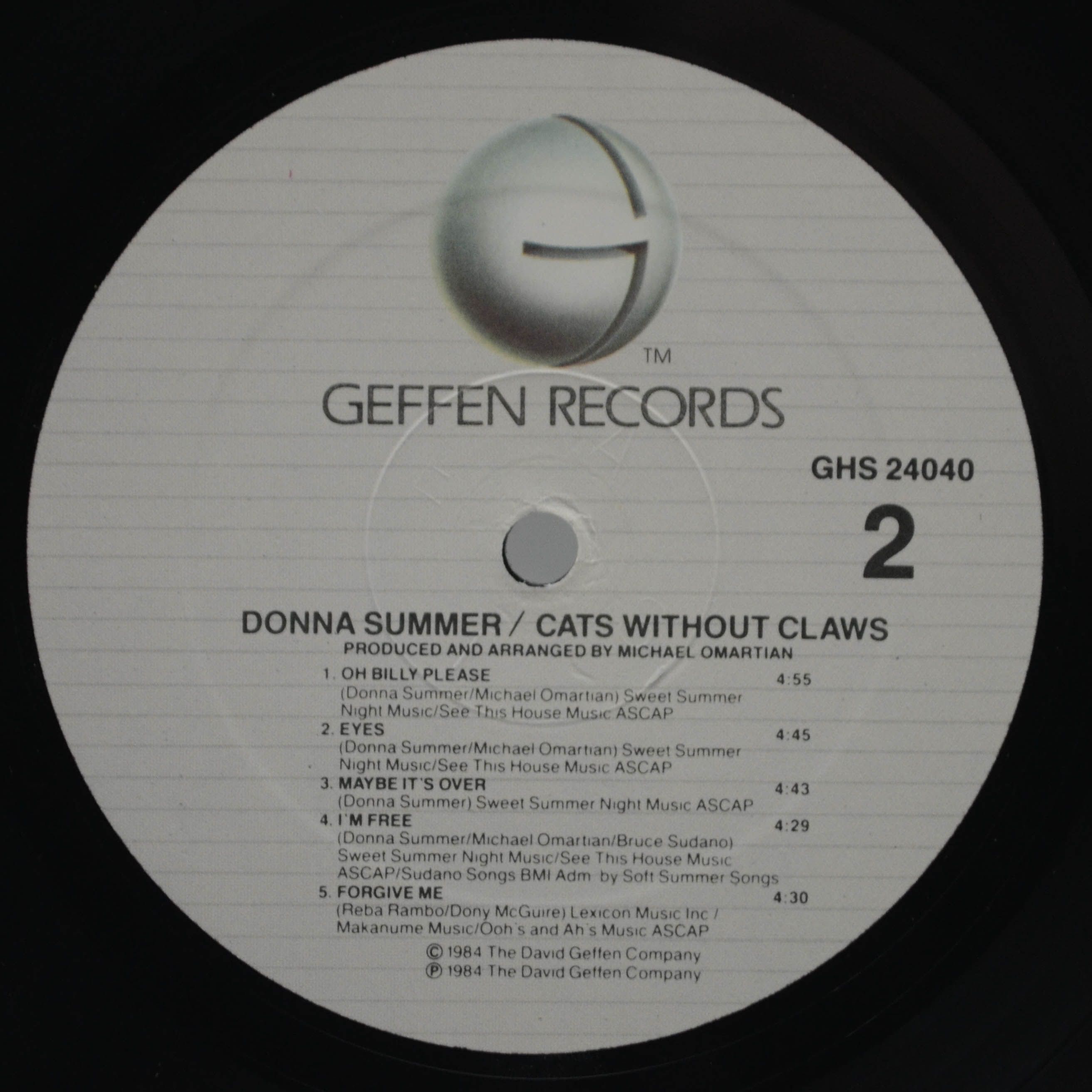Donna Summer — Cats Without Claws (1-st, USA), 1984