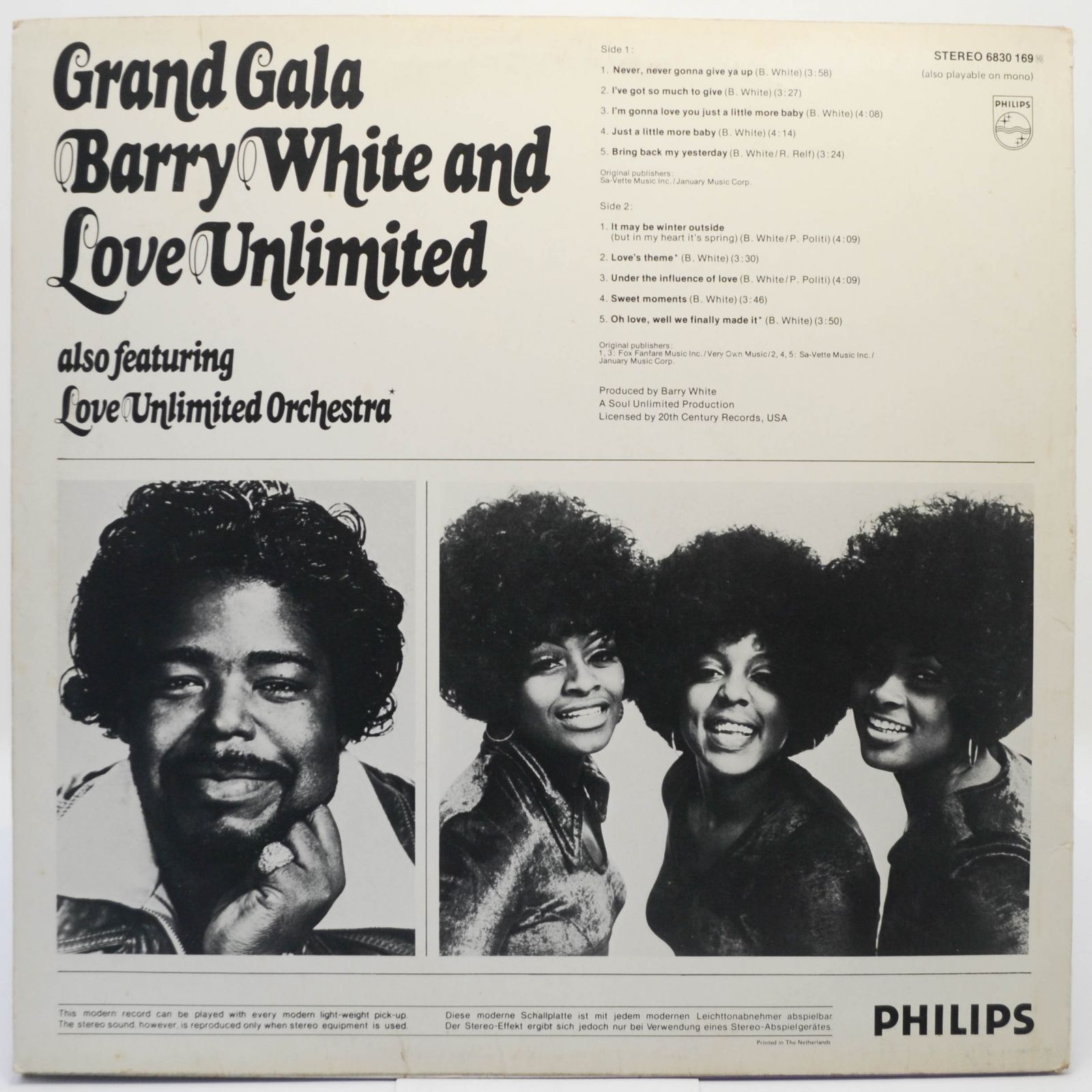 Barry White And Love Unlimited Also Featuring Love Unlimited Orchestra — Grand Gala, 1973