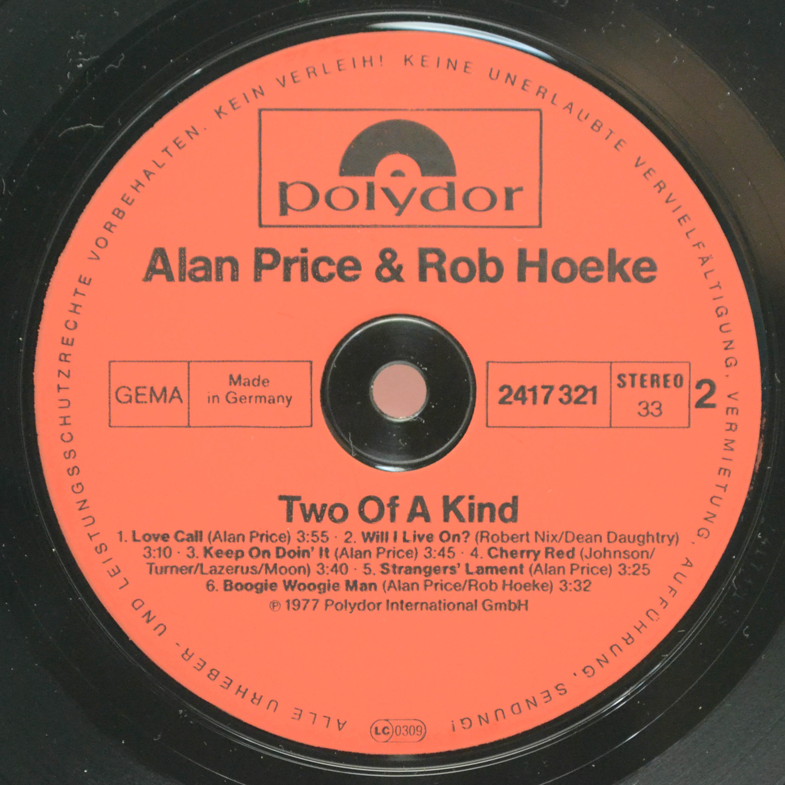 Alan Price & Rob Hoeke — Two Of A Kind, 1977