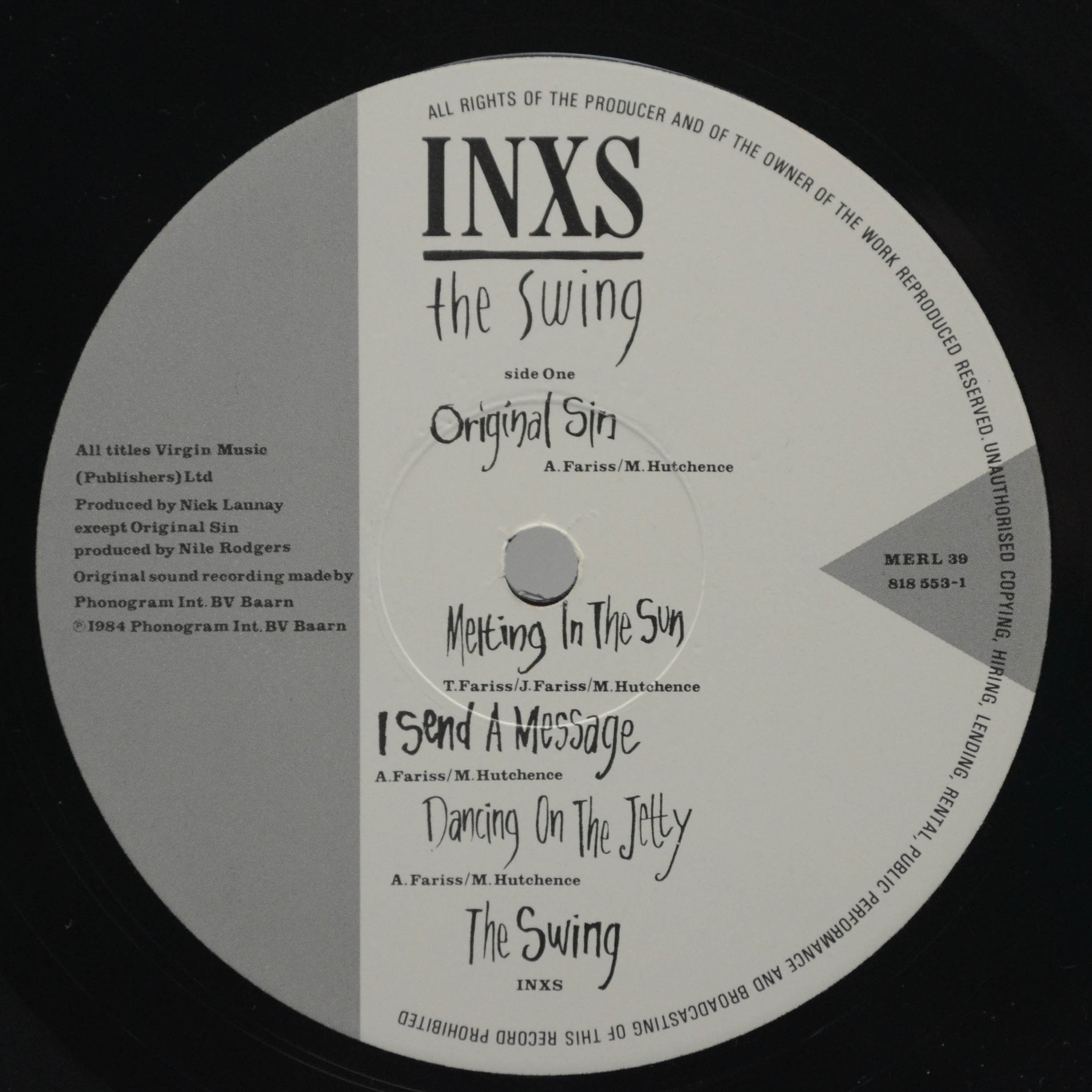 Виниловая пластинка INXS — The Swing, 1984