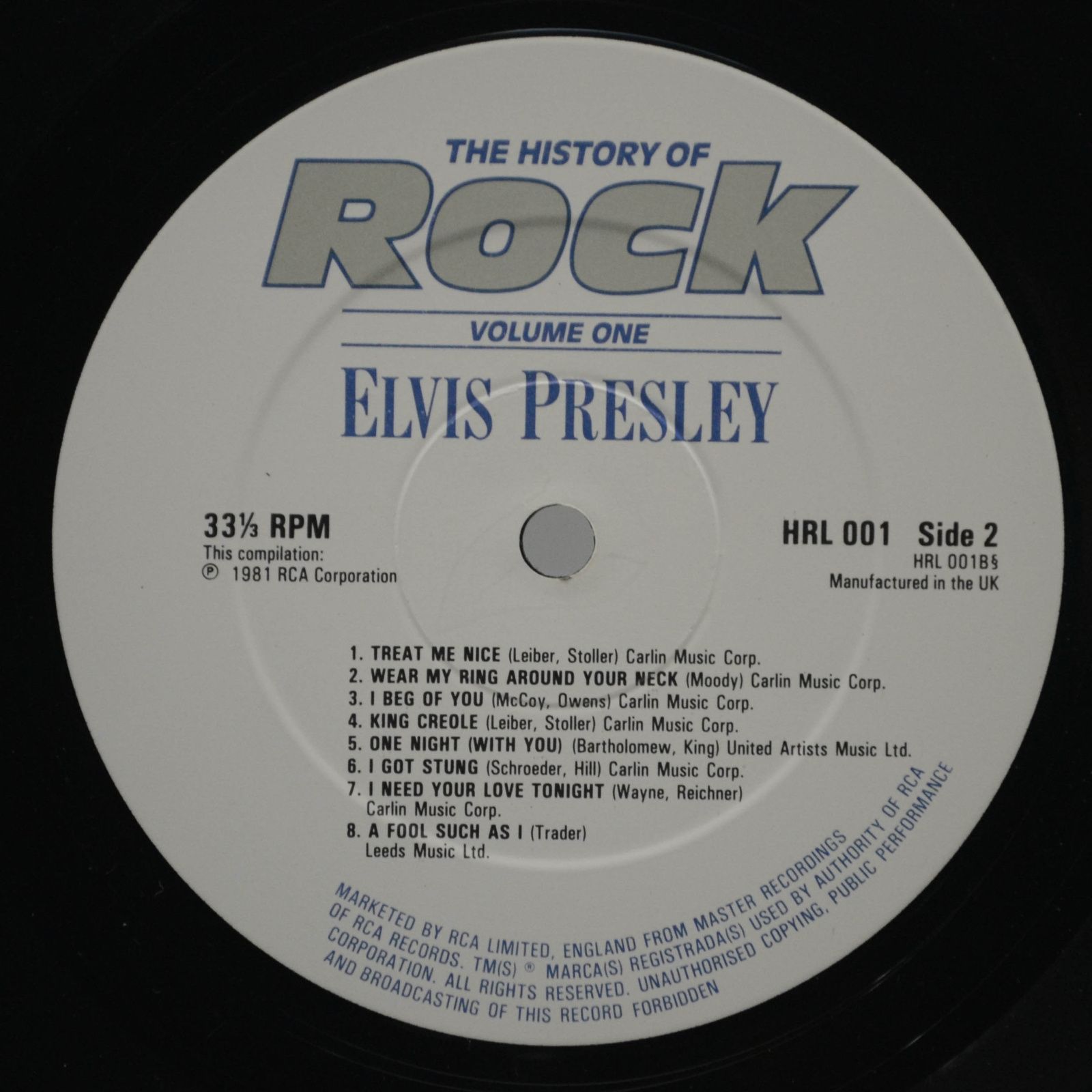 Elvis Presley — The History Of Rock (Volume One) (UK), 1981