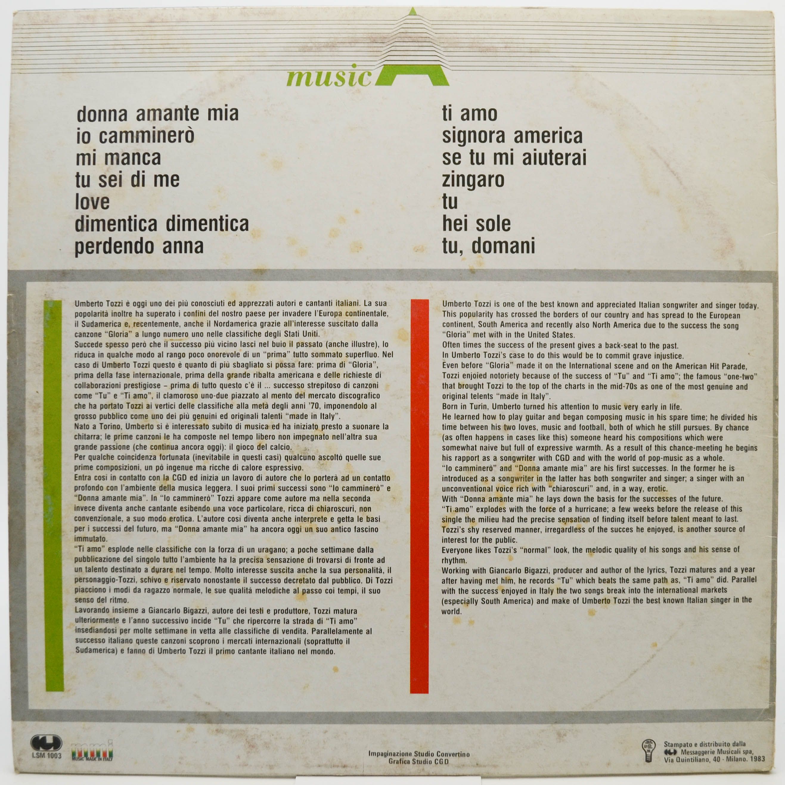 Umberto Tozzi — Ti Amo (1-st, Italy), 1983