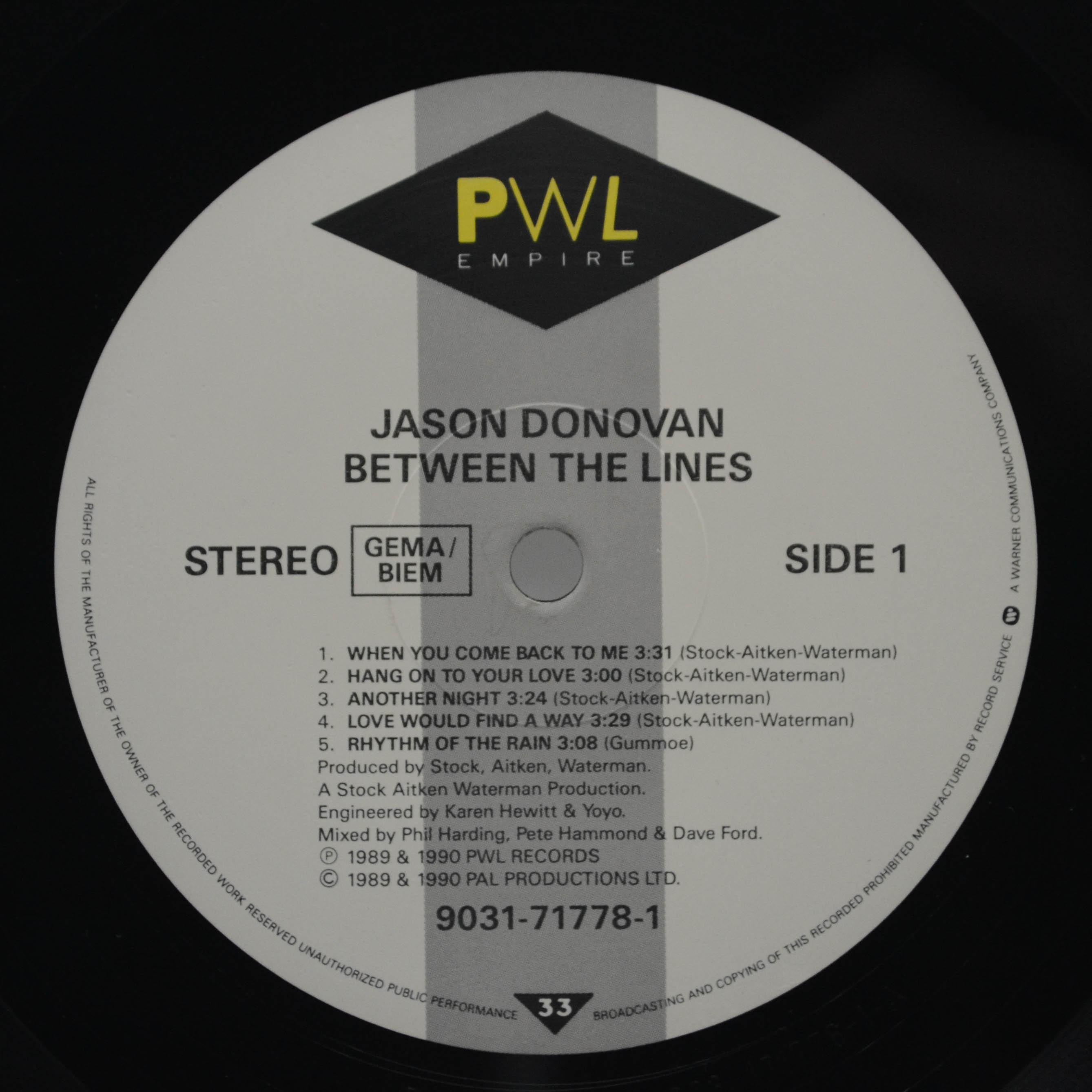 Jason Donovan — Between The Lines, 1990