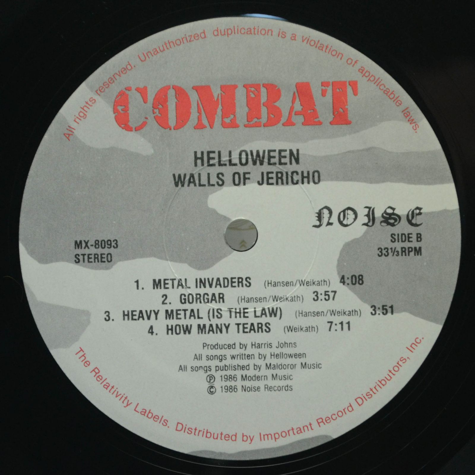 Helloween — Walls Of Jericho (USA), 1986