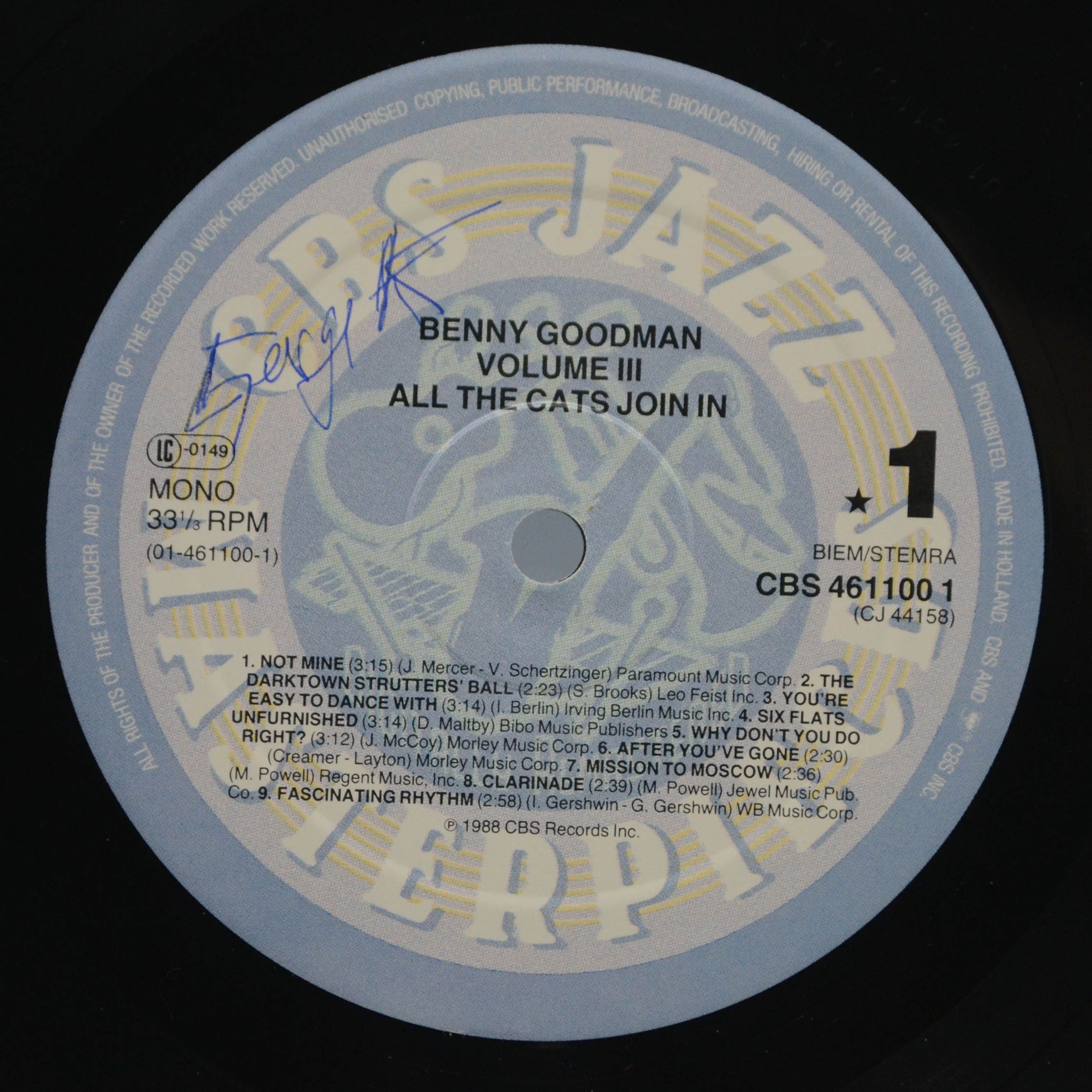 Benny Goodman — Vol. III: All The Cats Join In, 1988