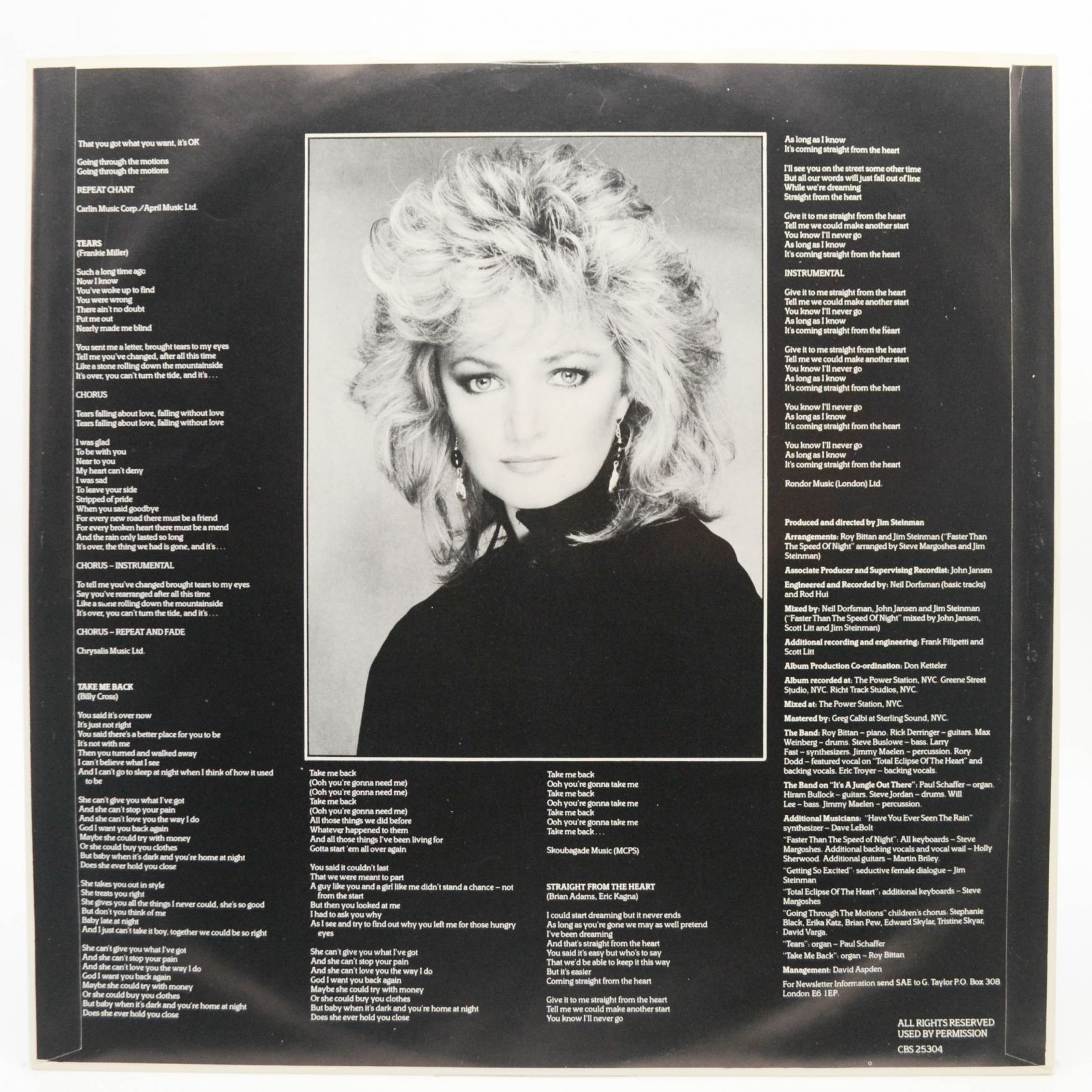Bonnie Tyler — Faster Than The Speed Of Night (1-st, UK), 1983