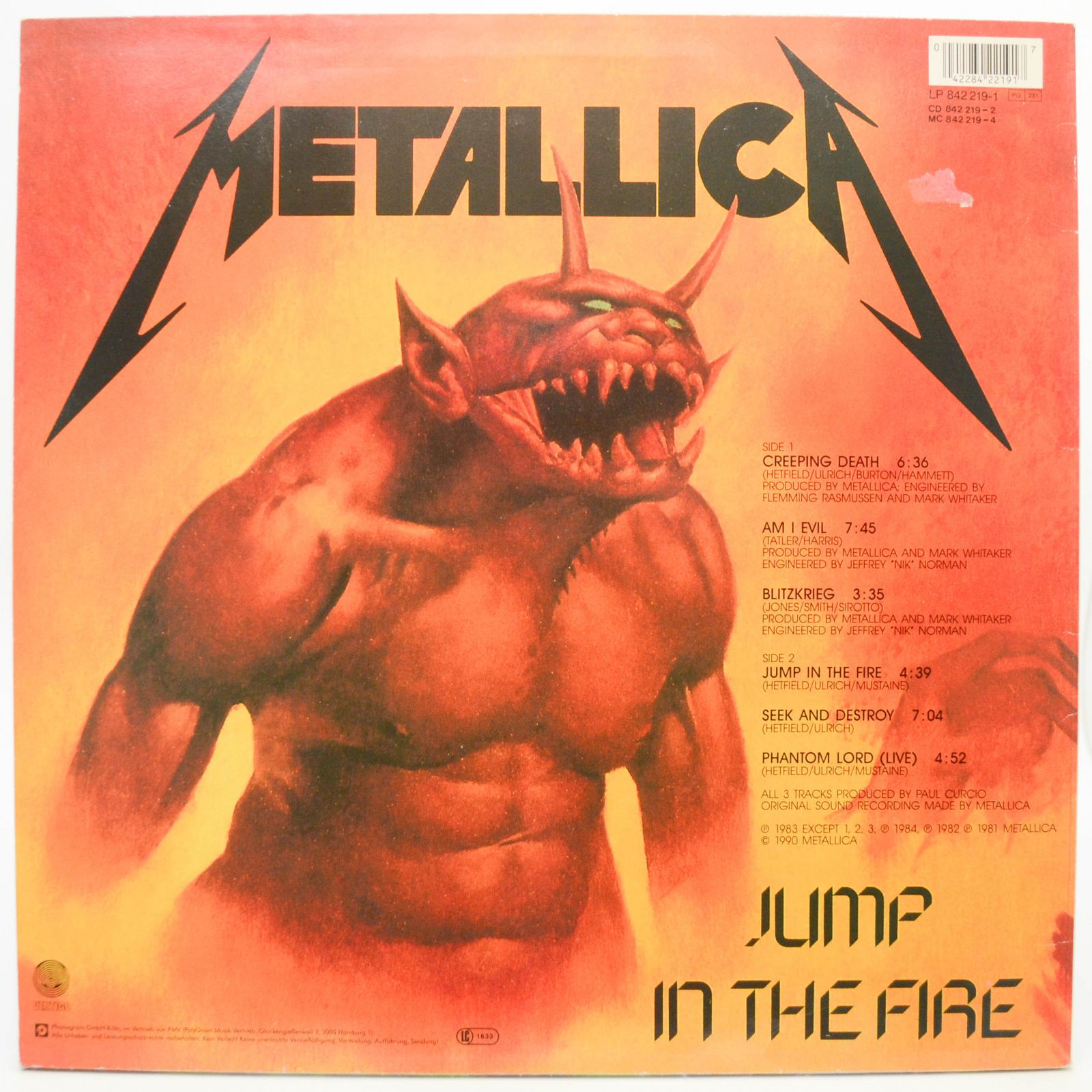 Metallica — Creeping Death / Jump In The Fire, 1990