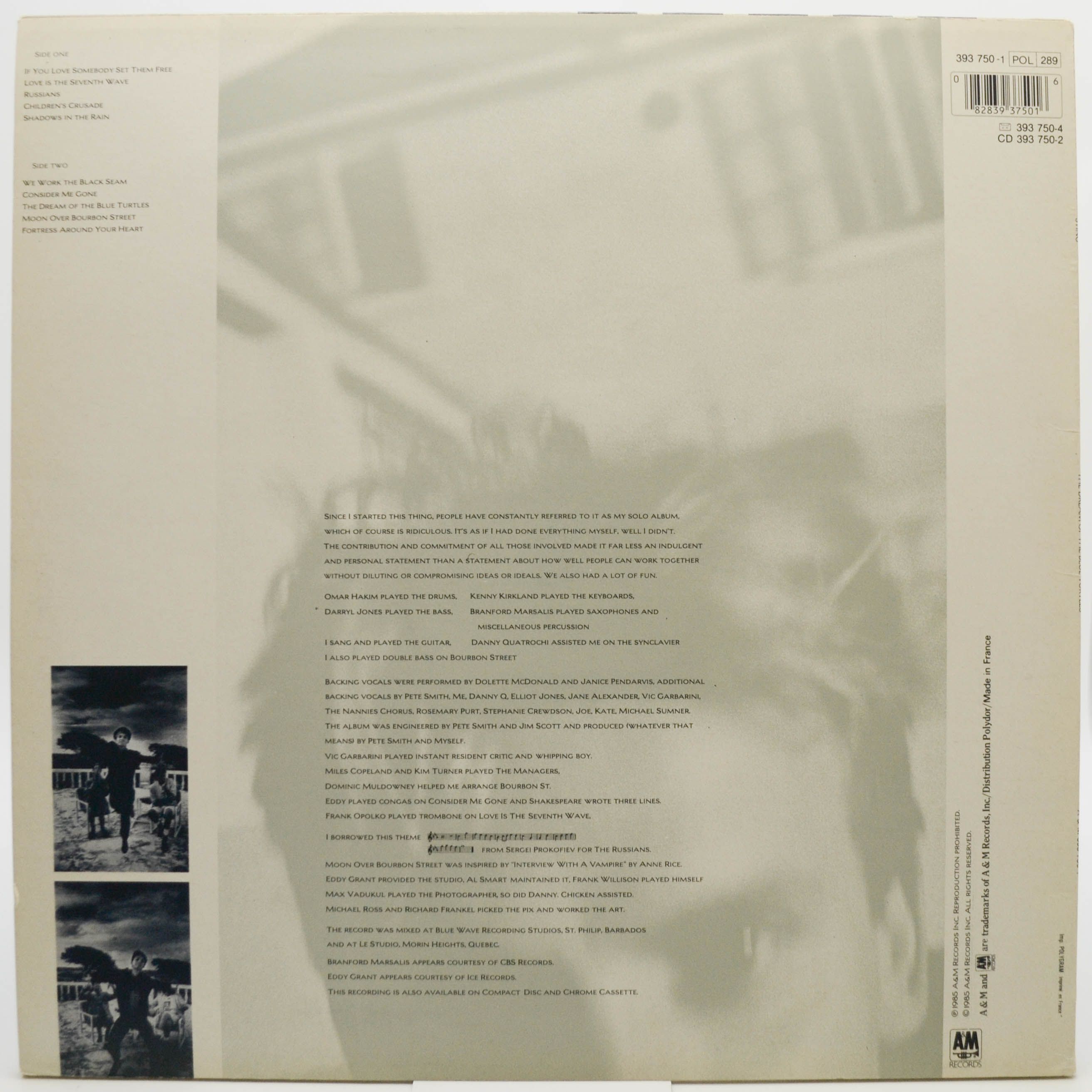 Sting — The Dream Of The Blue Turtles, 1985