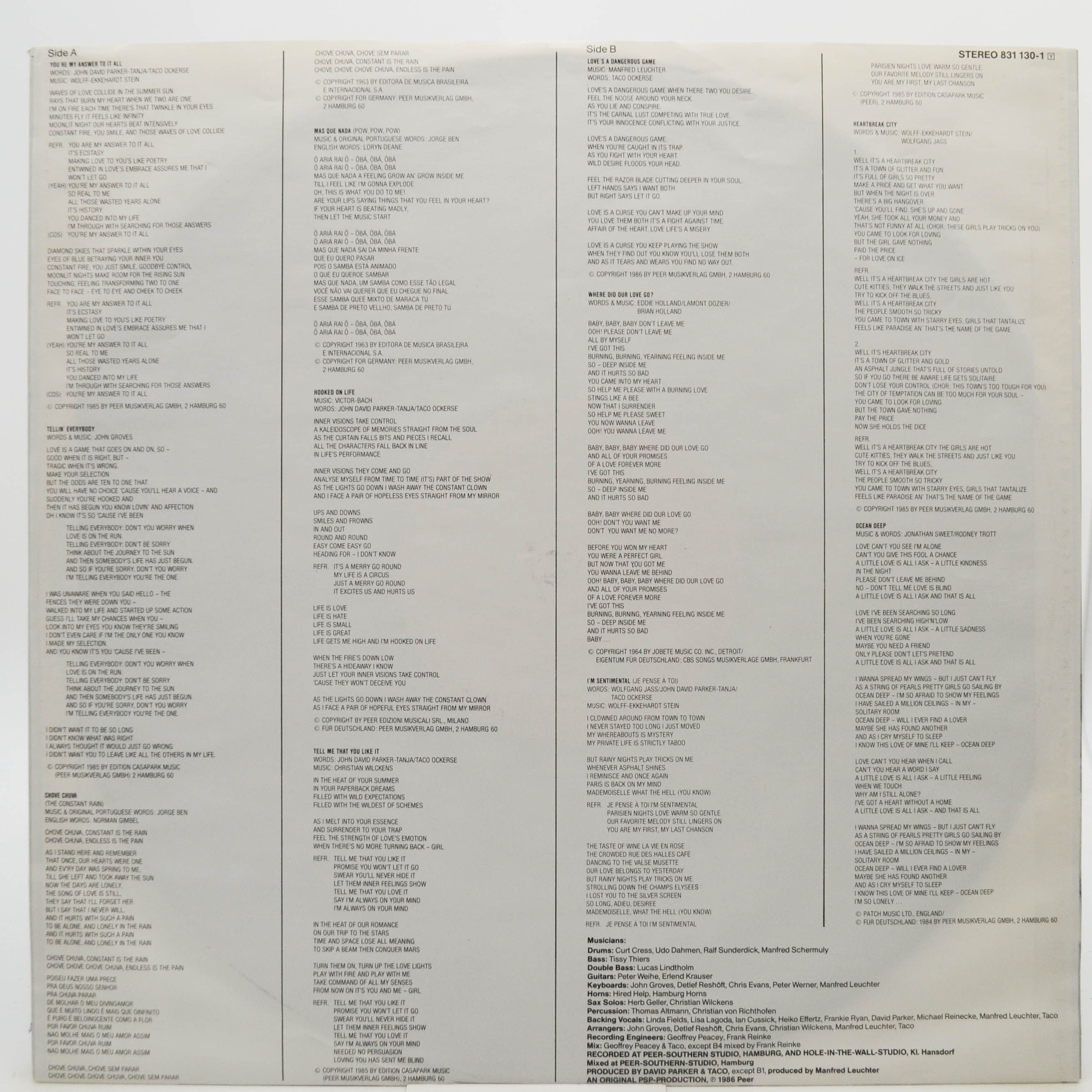 Taco — Tell Me That You Like It, 1986