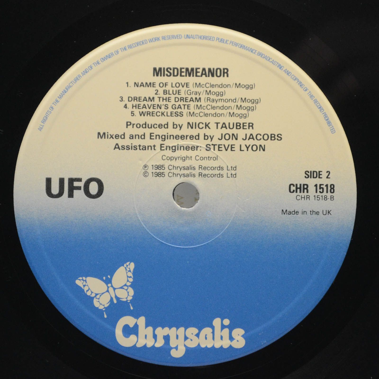 UFO — Misdemeanor (1-st, UK), 1985