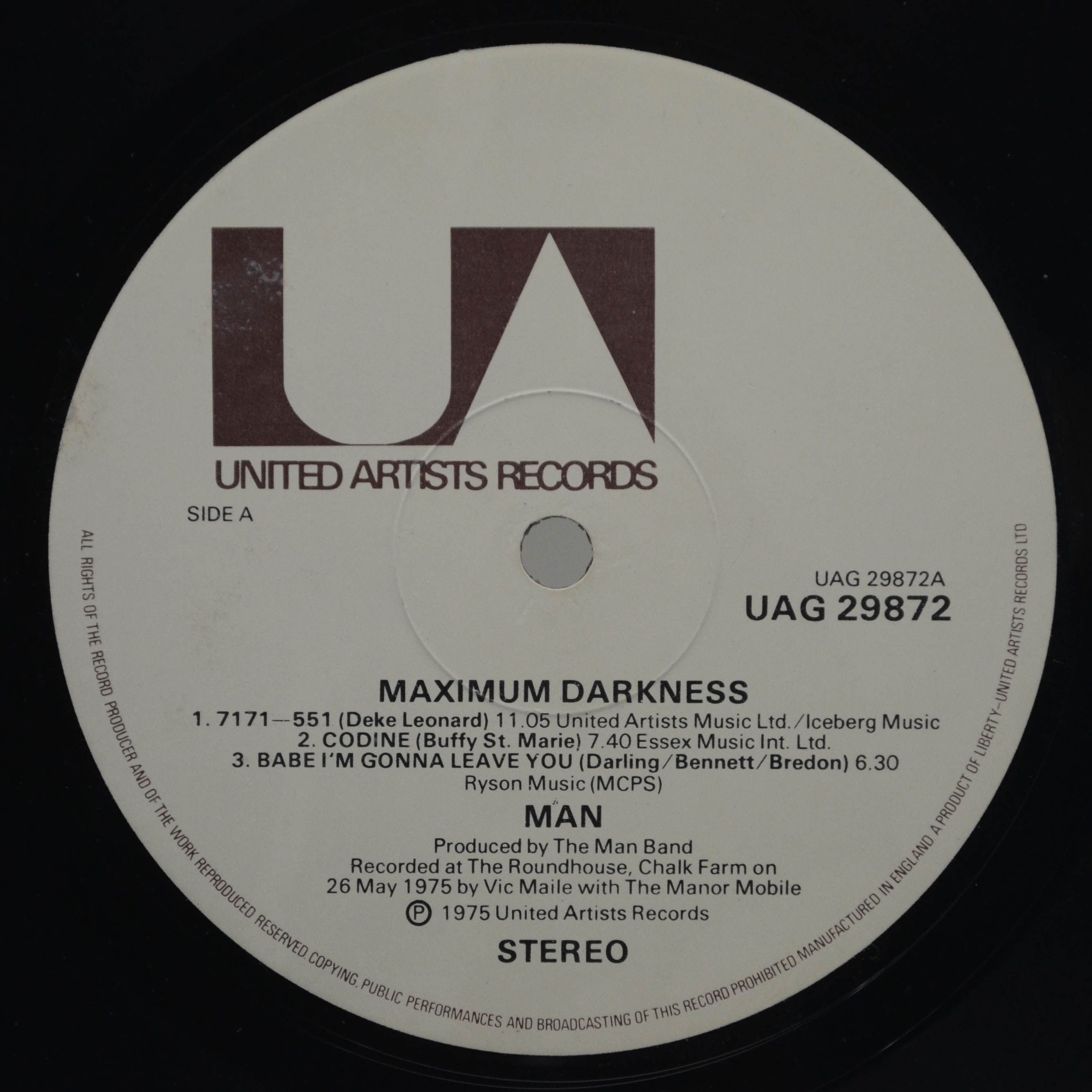 Man — Maximum Darkness (1-st, UK), 1975