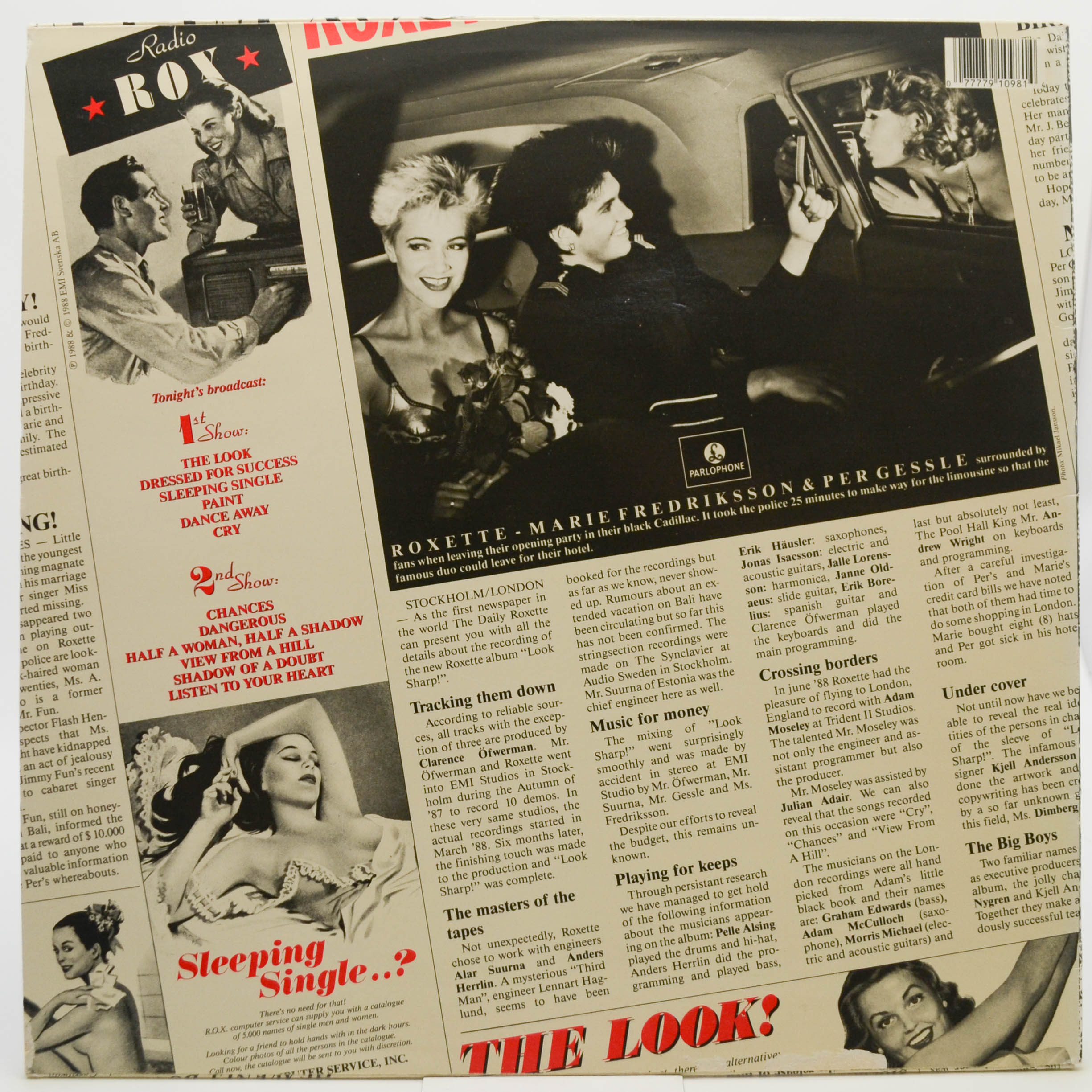 Виниловая пластинка Roxette — Look Sharp! (1-st, Sweden), 1988